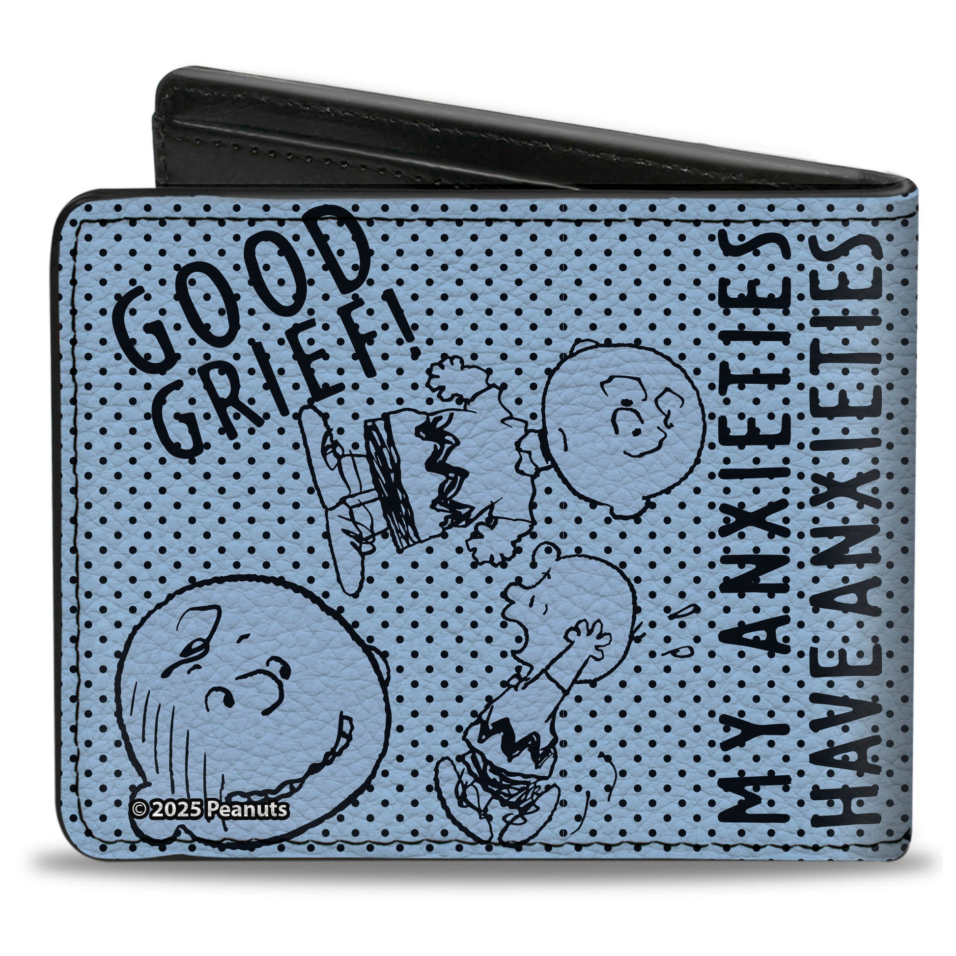Bi-Fold Wallet - CHARLIE BROWN Poses and Quotes Light Blue/Black Bi-Fold Wallets Peanuts
