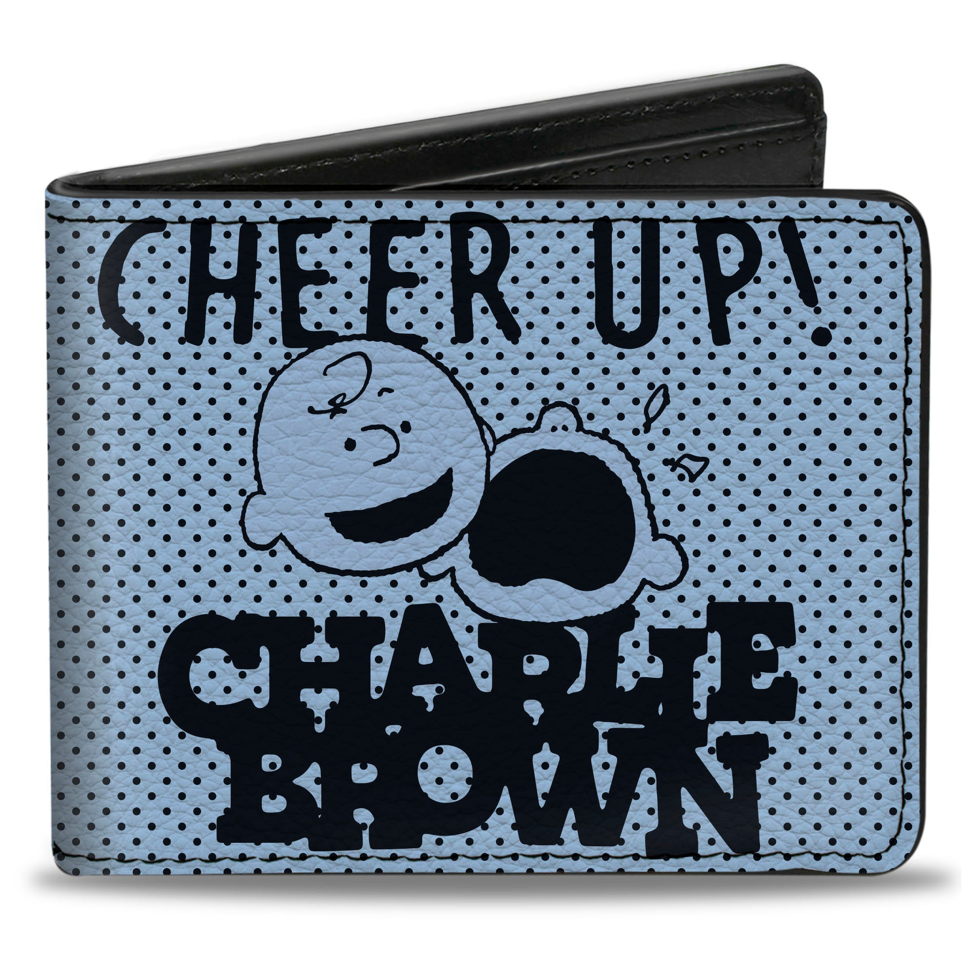 Bi-Fold Wallet - CHARLIE BROWN Poses and Quotes Light Blue/Black Bi-Fold Wallets Peanuts