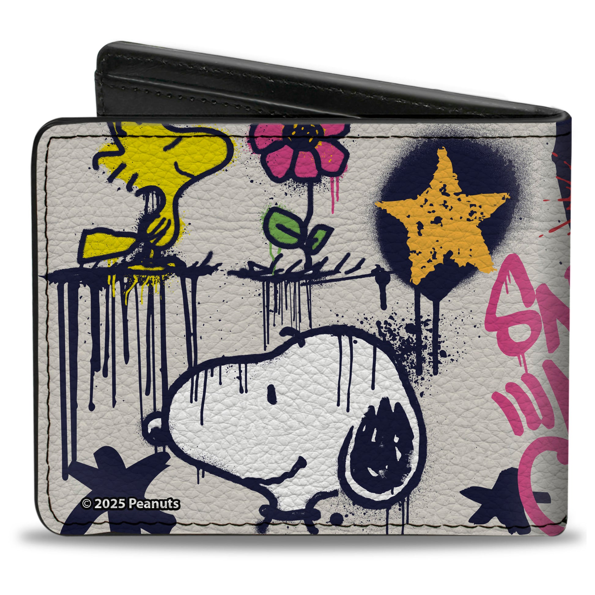 Bi-Fold Wallet - Peanuts Snoopy and Woodstock Graffiti Collage White/Multi Color Bi-Fold Wallets Peanuts