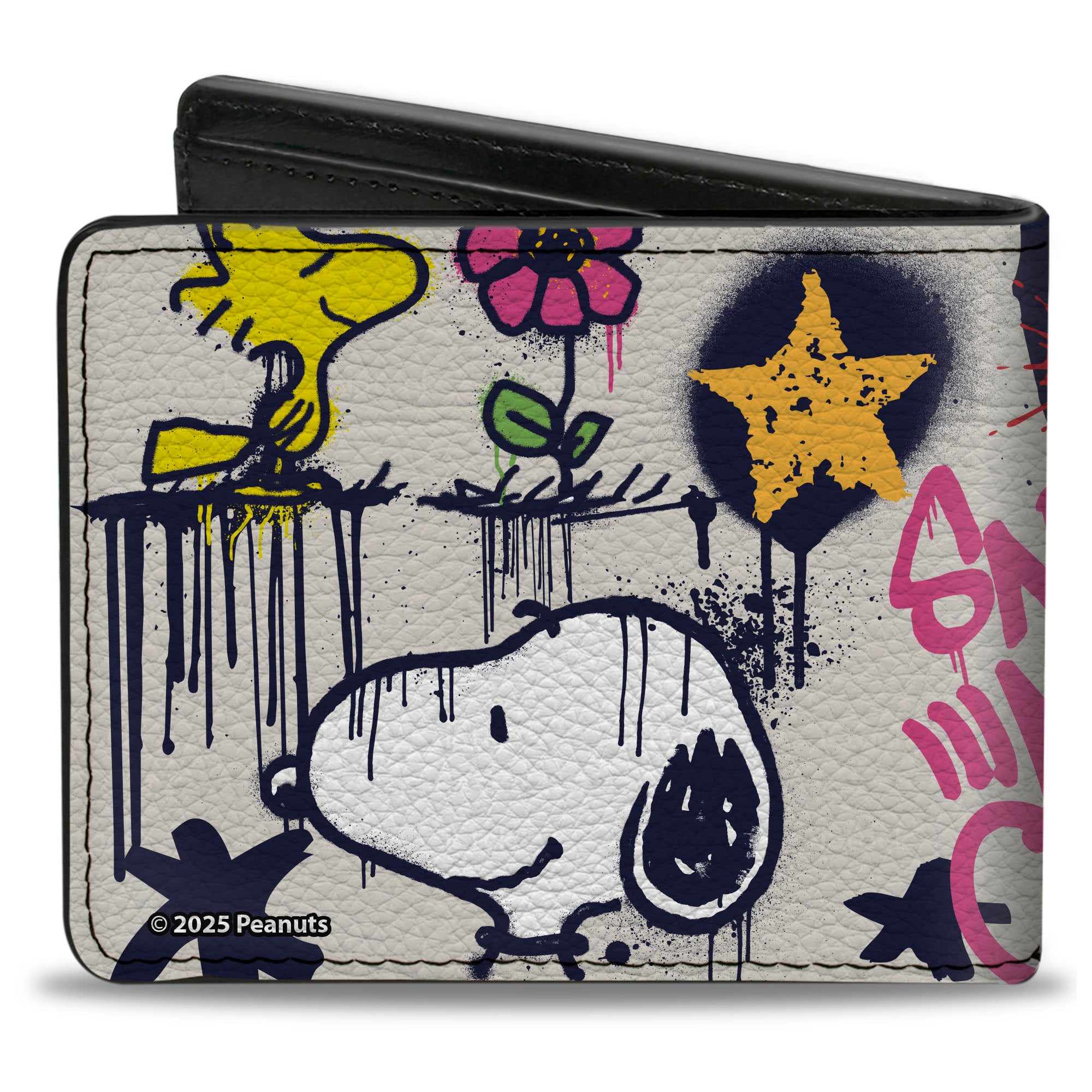 Bi-Fold Wallet - Peanuts Snoopy and Woodstock Graffiti Collage White/Multi Color Bi-Fold Wallets Peanuts
