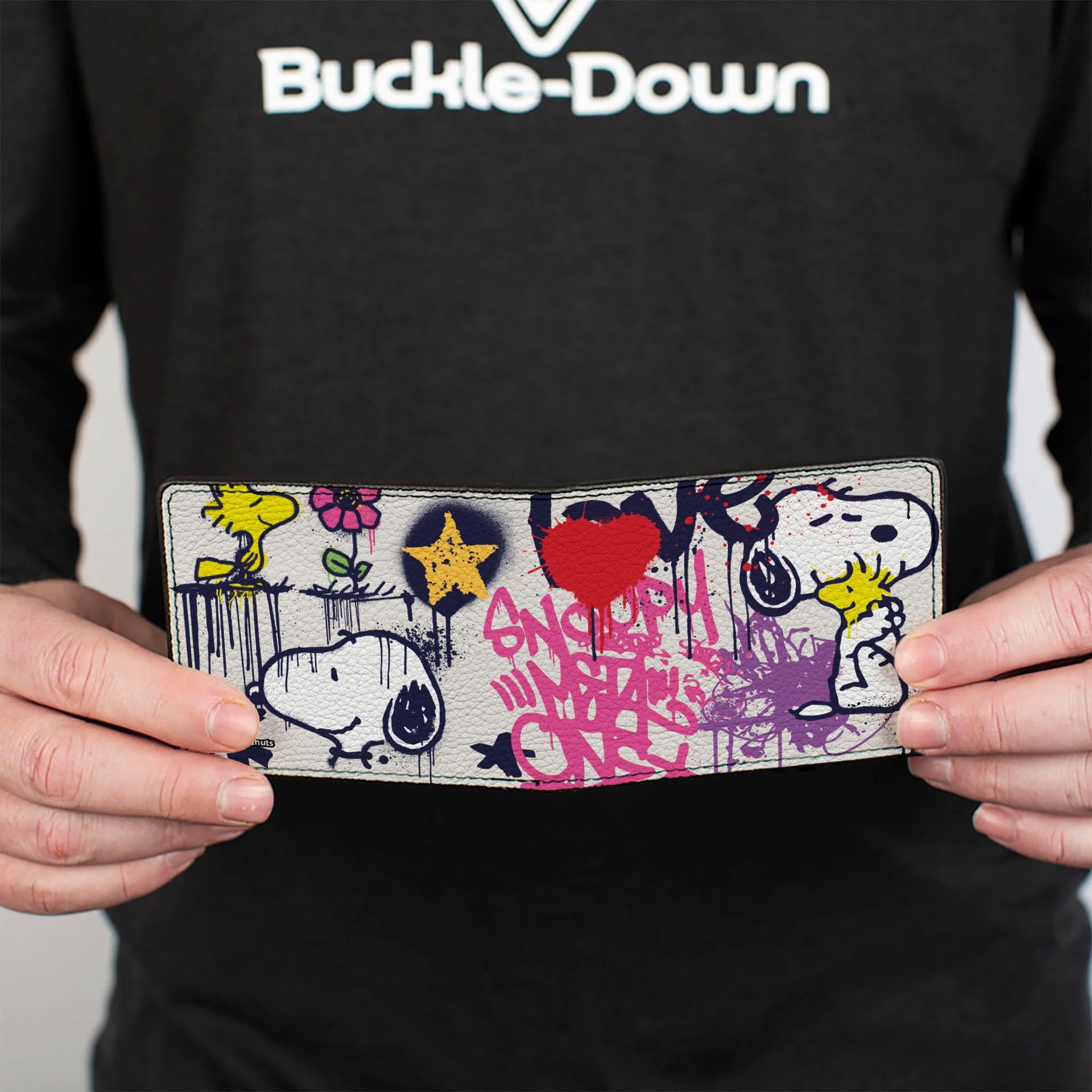 Bi-Fold Wallet - Peanuts Snoopy and Woodstock Graffiti Collage White/Multi Color Bi-Fold Wallets Peanuts