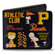 Bi-Fold Wallet - PEANUTS ATHLETIC CLUB Varsity Poses and Quotes Collage Black/Red/Yellow Bi-Fold Wallets Peanuts