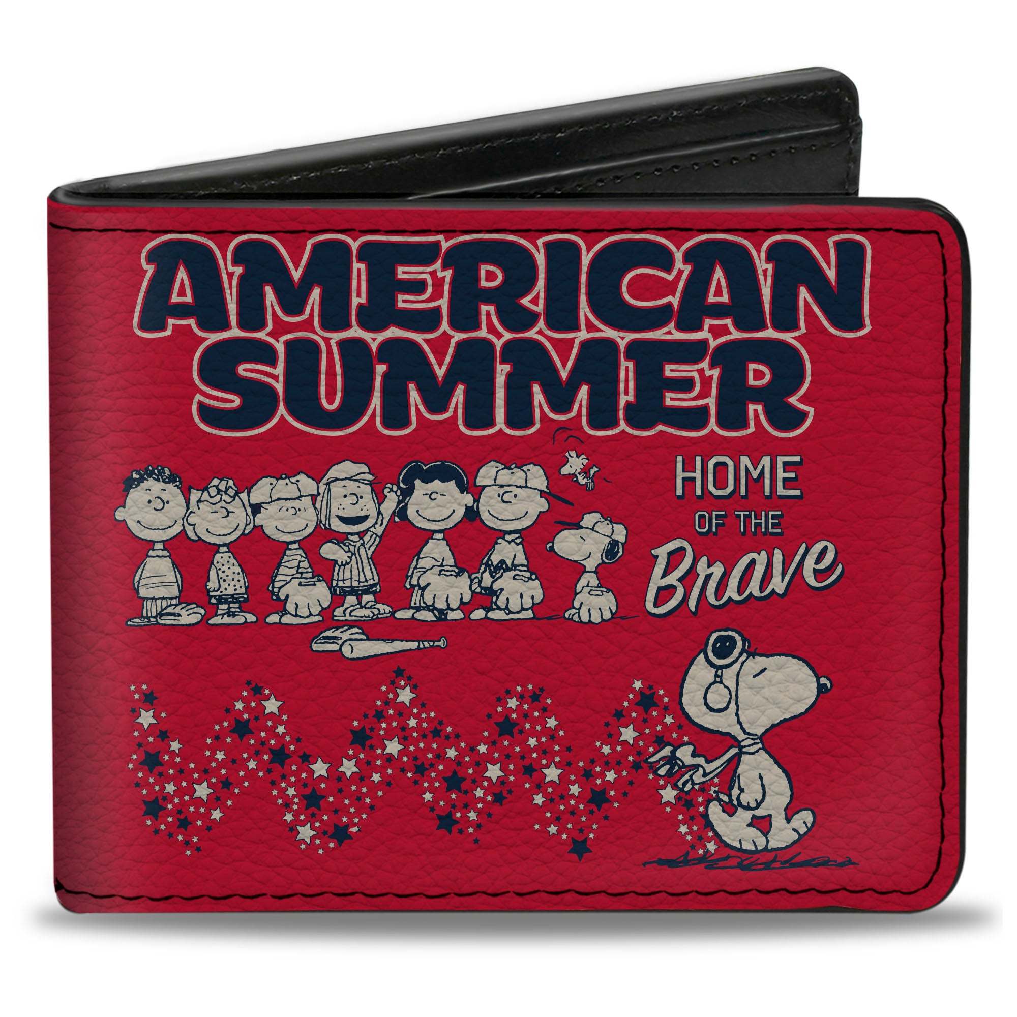Bi-Fold Wallet - Peanuts Gang AMERICAN SUMMER Poses Red/Blue/White Bi-Fold Wallets Peanuts