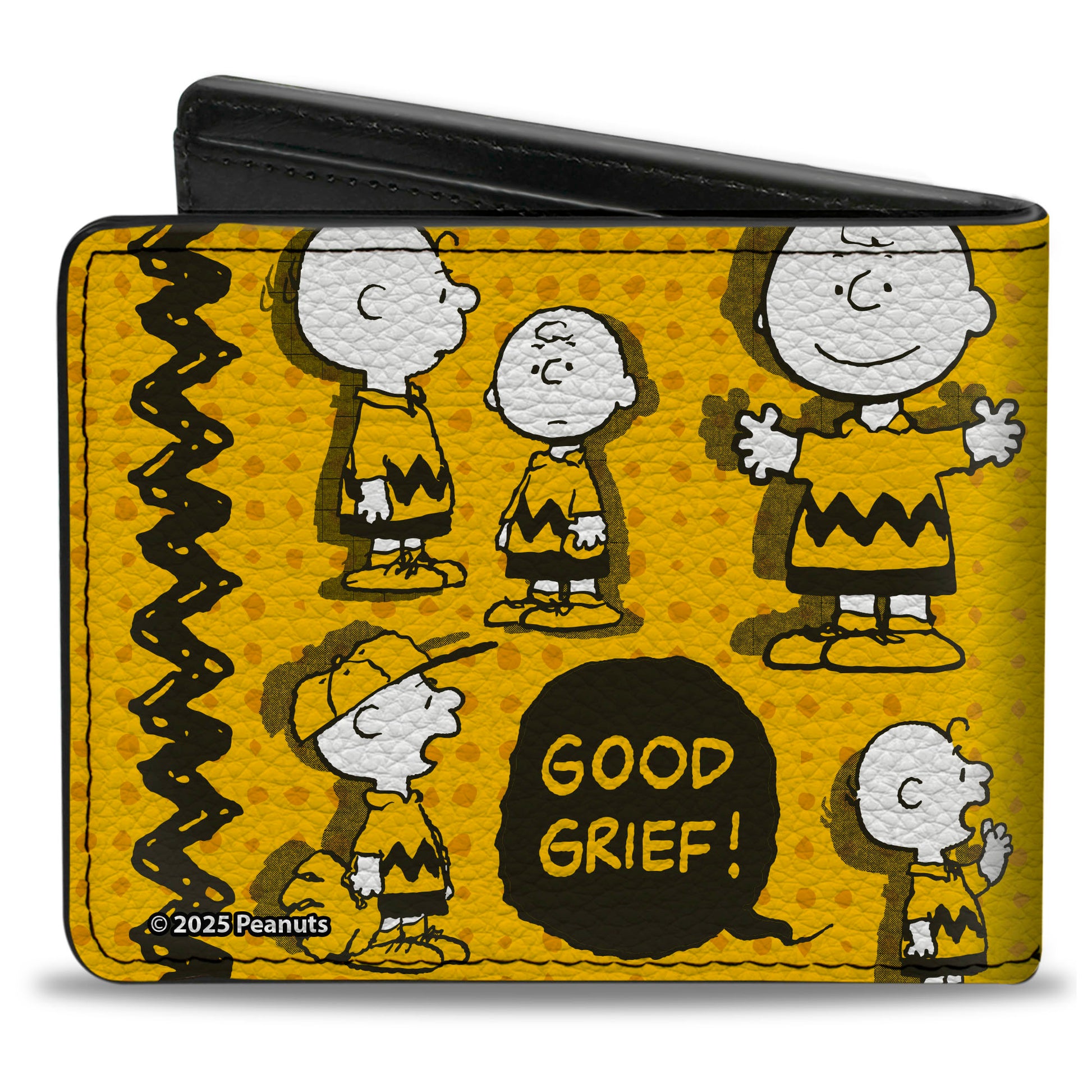 Bi-Fold Wallet - Peanuts I AM CHARLIE BROWN Poses and Zig Zag Stripe Yellows/Black Bi-Fold Wallets Peanuts