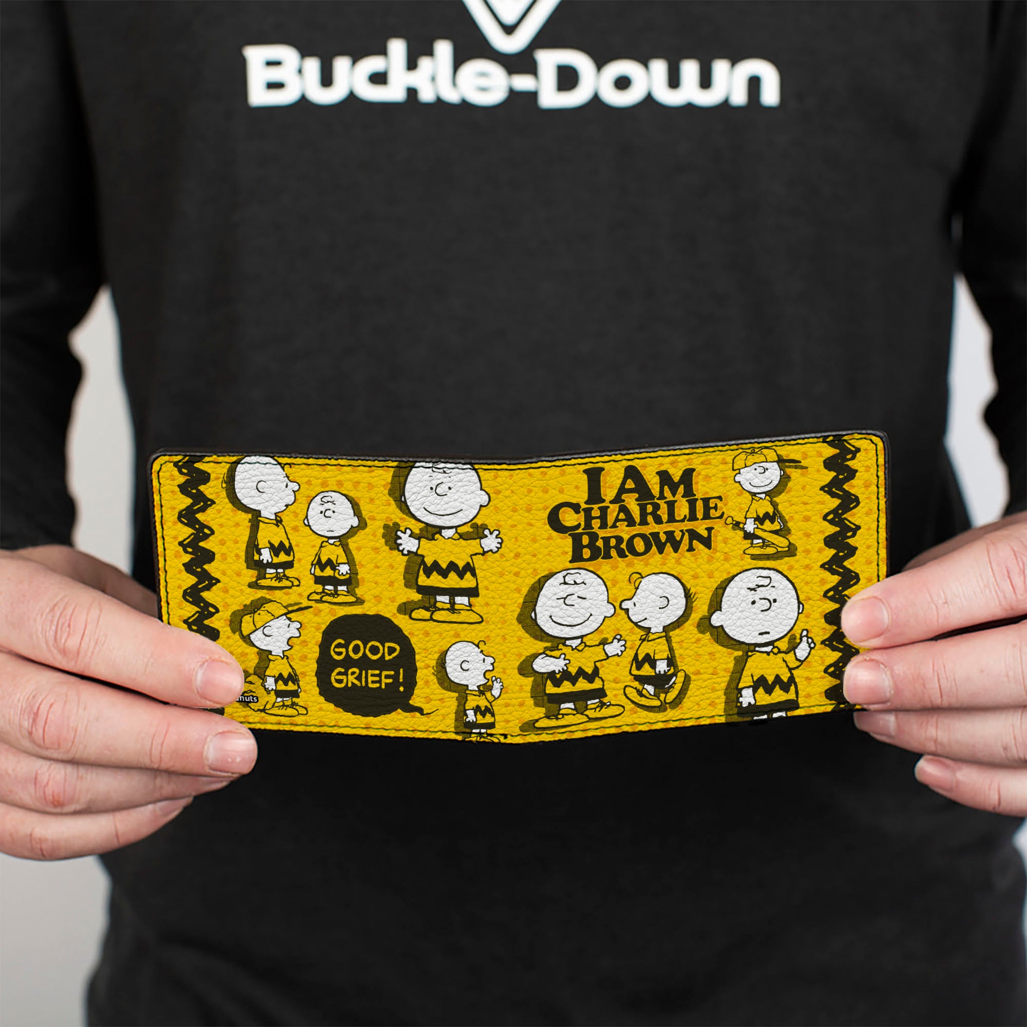 Bi-Fold Wallet - Peanuts I AM CHARLIE BROWN Poses and Zig Zag Stripe Yellows/Black Bi-Fold Wallets Peanuts