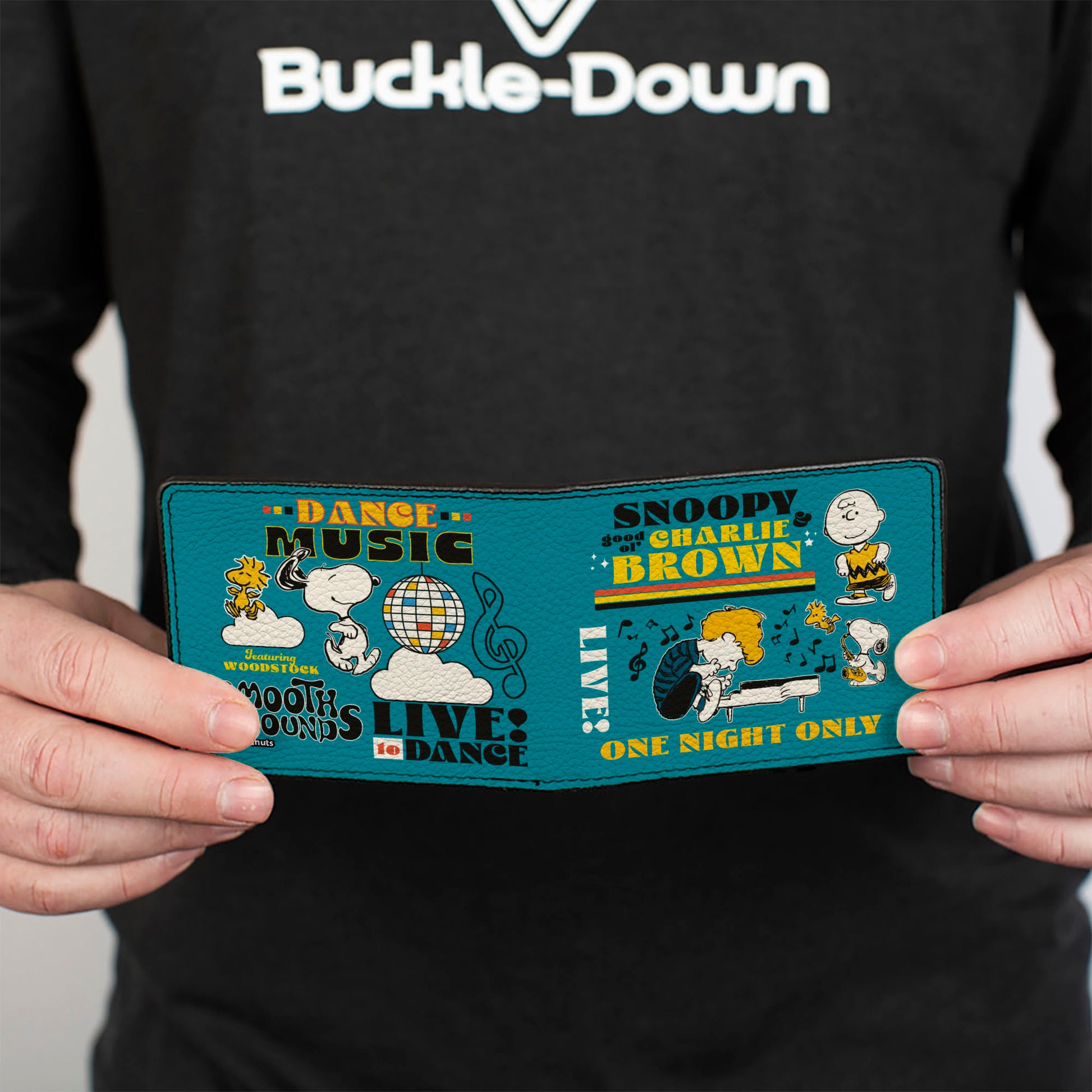 Bi-Fold Wallet - Peanuts Gang DANCE MUSIC Poses and Quotes Blue/Multi Color Bi-Fold Wallets Peanuts