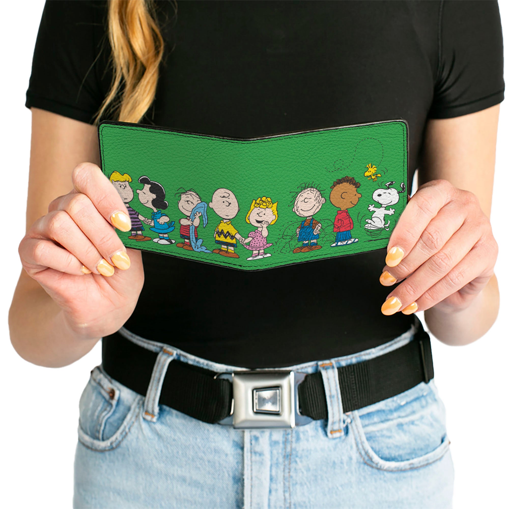 Bi-Fold Wallet - Peanuts Gang Group Pose Green Bi-Fold Wallets Peanuts