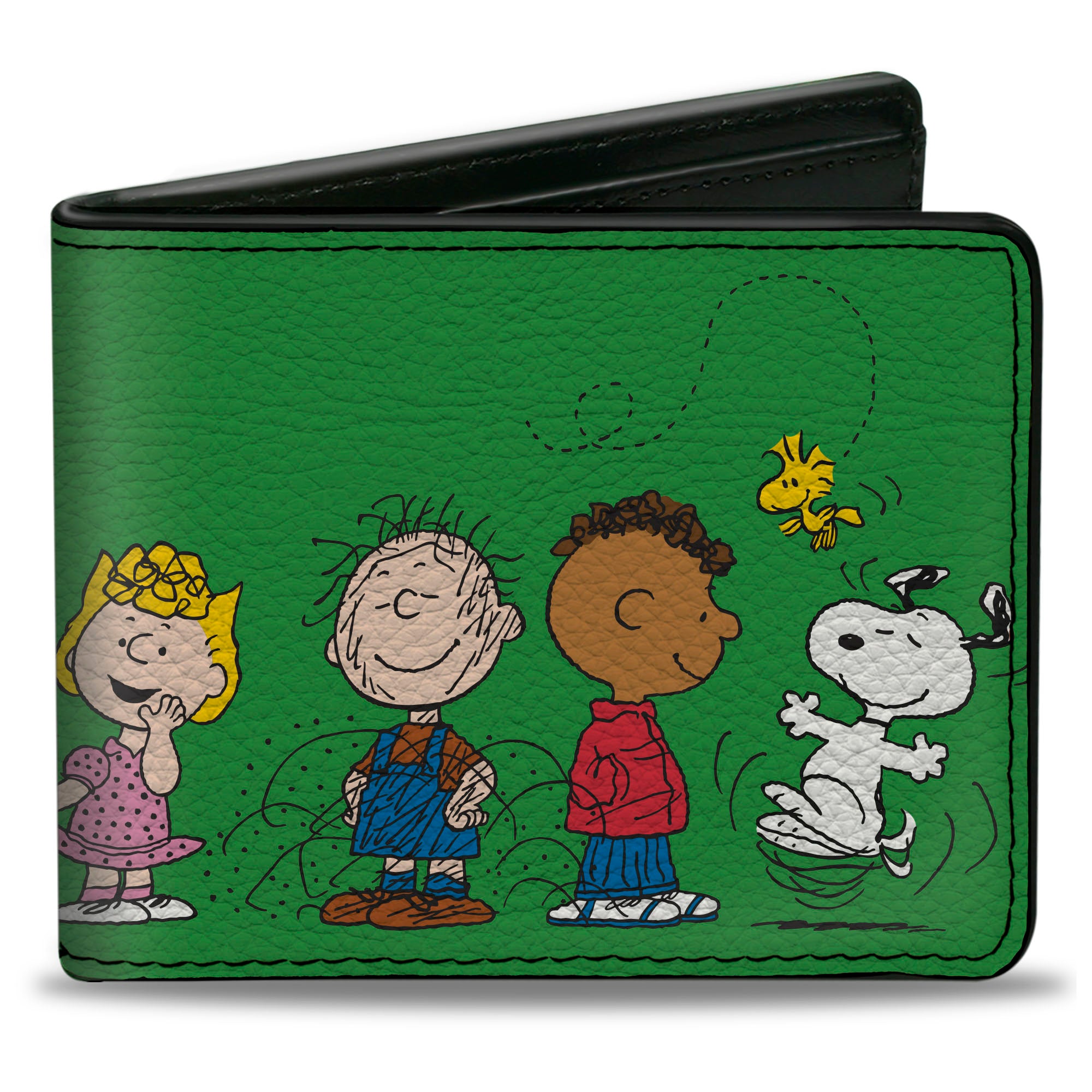 Bi-Fold Wallet - Peanuts Gang Group Pose Green Bi-Fold Wallets Peanuts