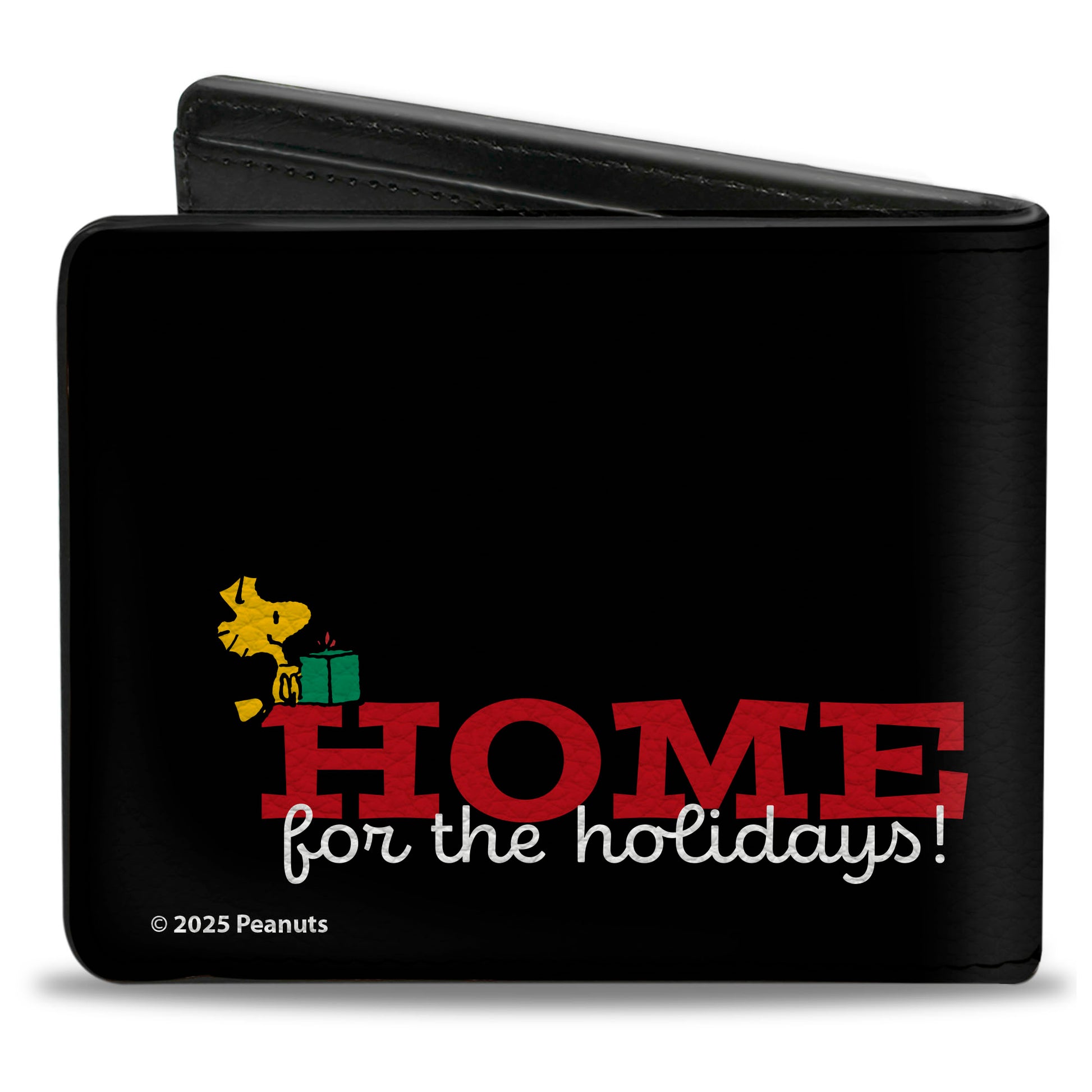 Bi-Fold Wallet - Peanuts Snoopy Dog House Pose HOME FOR THE HOLIDAYS Black Bi-Fold Wallets Peanuts