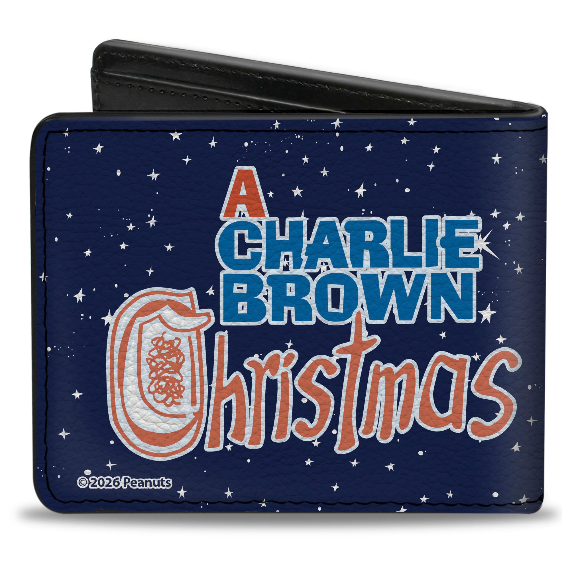 Bi-Fold Wallet - A CHARLIE BROWN CHRISTMAS Group Pose and Title Logo Blue/White Bi-Fold Wallets Peanuts