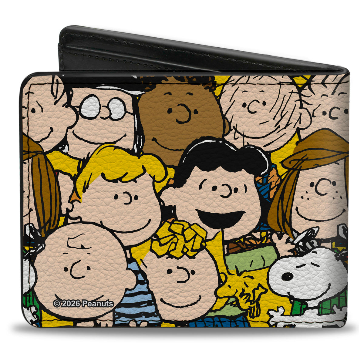 Bi-Fold Wallet - Peanuts Gang Character Faces Stacked Yellow Bi-Fold Wallets Peanuts