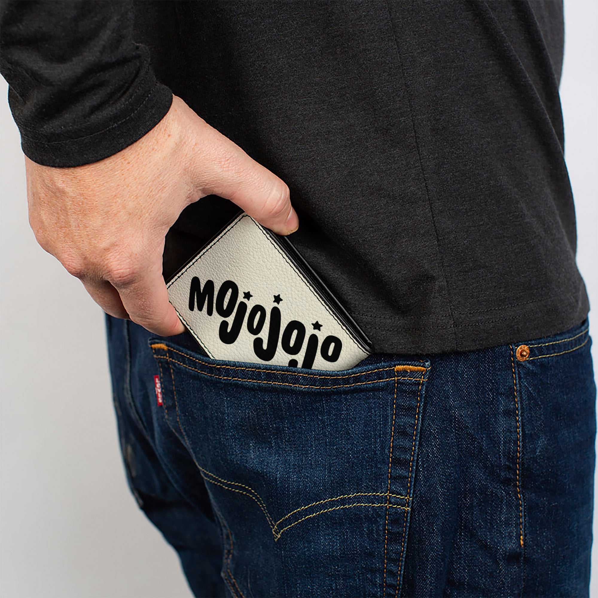 Bi-Fold Wallet - The Powerpuff Girls Mojo Jojo Pose and Text Ivory/Blues Bi-Fold Wallets Powerpuff Girls