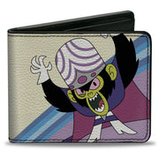 Bi-Fold Wallet - The Powerpuff Girls Mojo Jojo Pose and Text Ivory/Blues Bi-Fold Wallets Powerpuff Girls