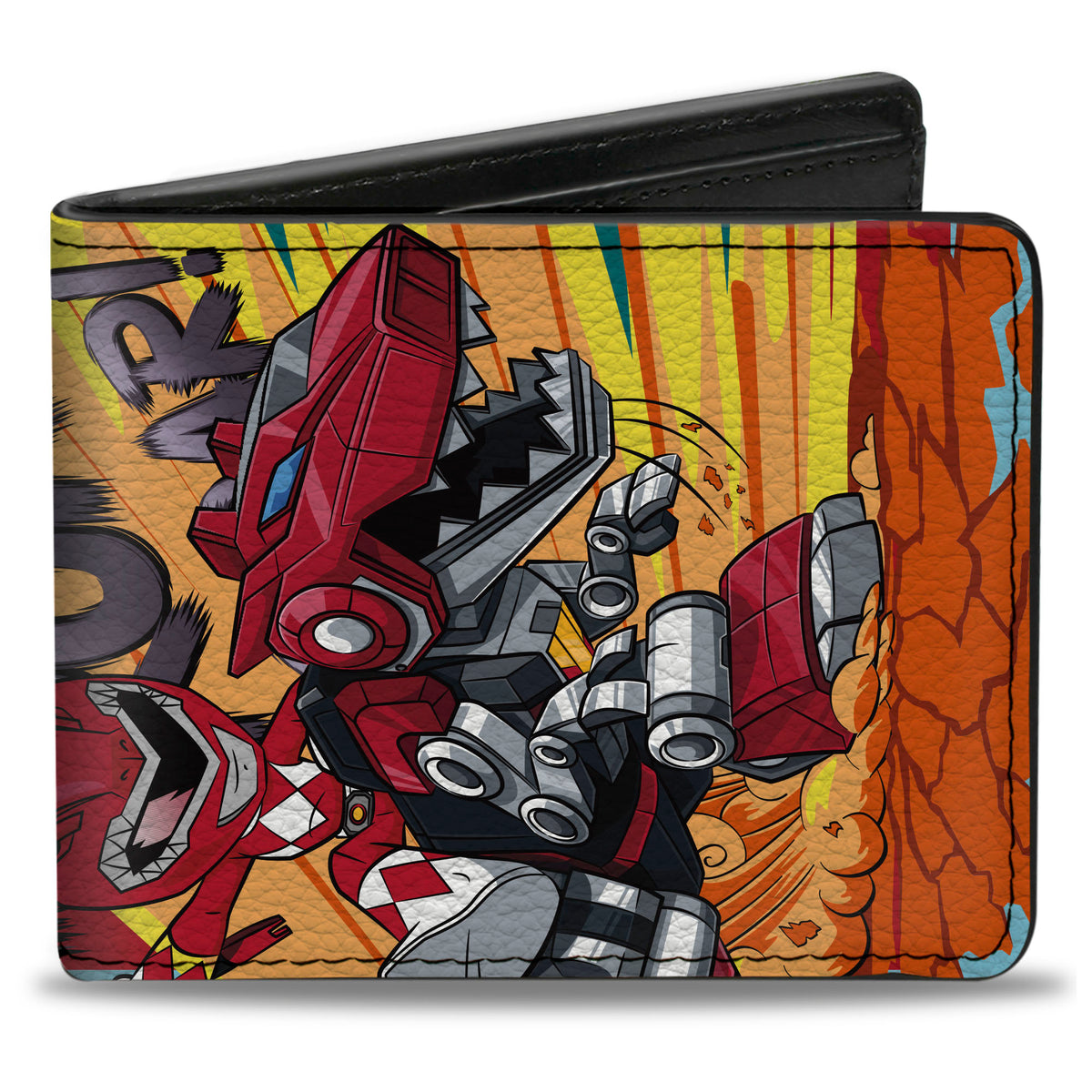 Bi-Fold Wallet - Power Rangers Red Ranger Tyrannosaurus Rex ROAR Pose Yellows Bi-Fold Wallets Power Rangers