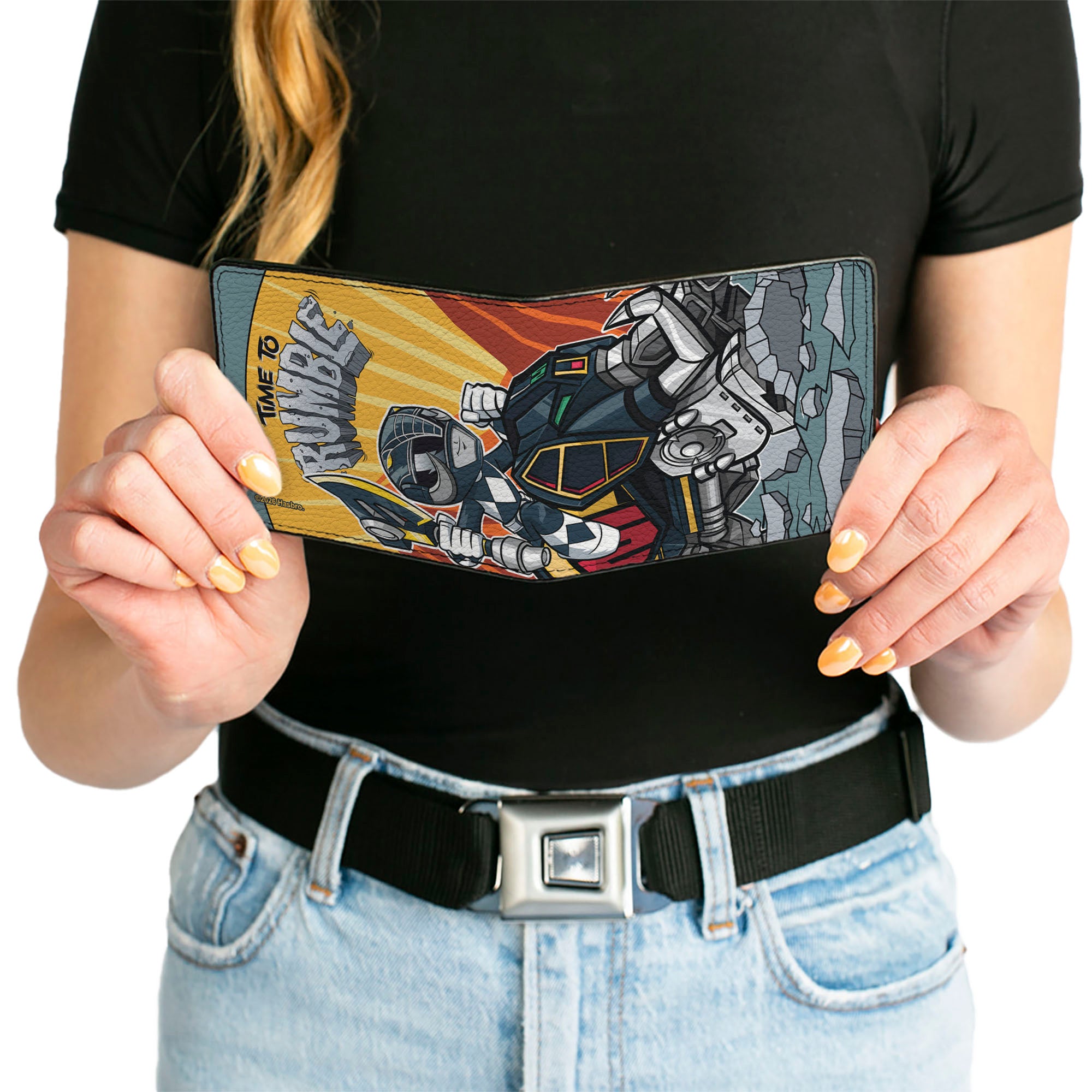 Bi-Fold Wallet - Power Rangers Black Ranger Mastadon Zord TIME TO RUMBLE Pose Bi-Fold Wallets Power Rangers