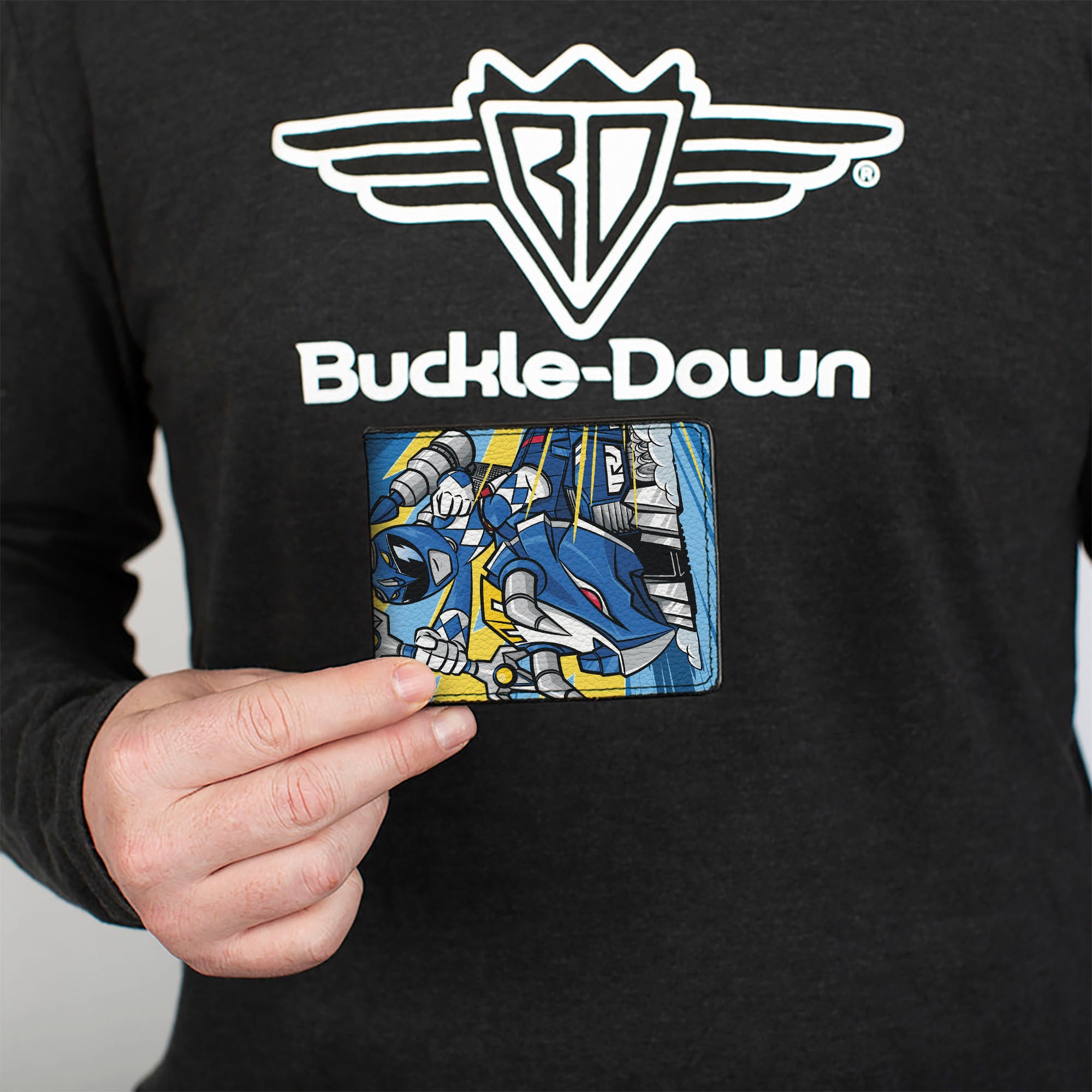 Bi-Fold Wallet - Power Rangers Blue Ranger Triceratops Zord DINOZORD POWER Pose Blues/Yellows Bi-Fold Wallets Power Rangers