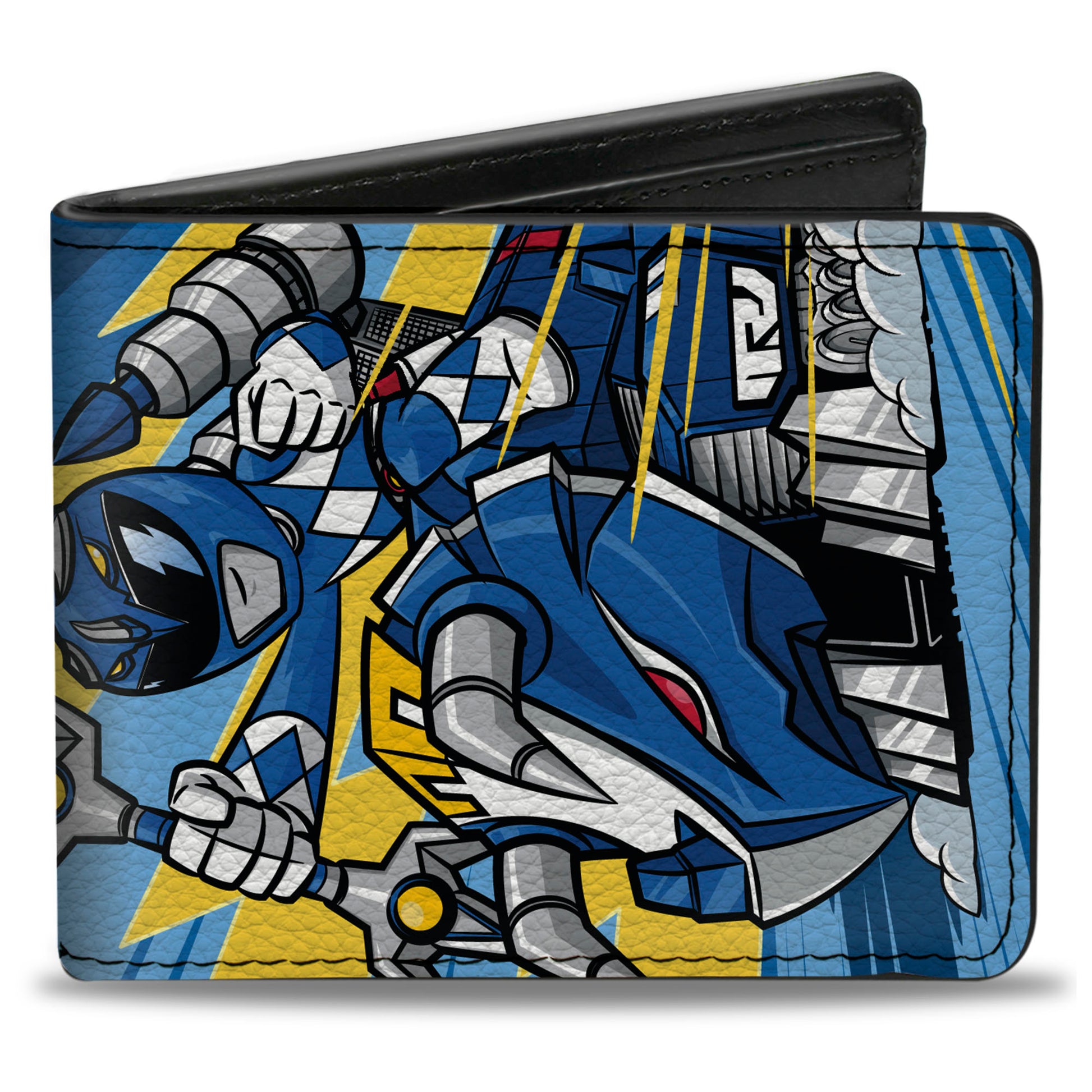 Bi-Fold Wallet - Power Rangers Blue Ranger Triceratops Zord DINOZORD POWER Pose Blues/Yellows Bi-Fold Wallets Power Rangers