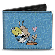 Bi-Fold Wallet - Rocko & Spunky Pose3 + Heffer Pose Blue White Bi-Fold Wallets Ren and Stimpy