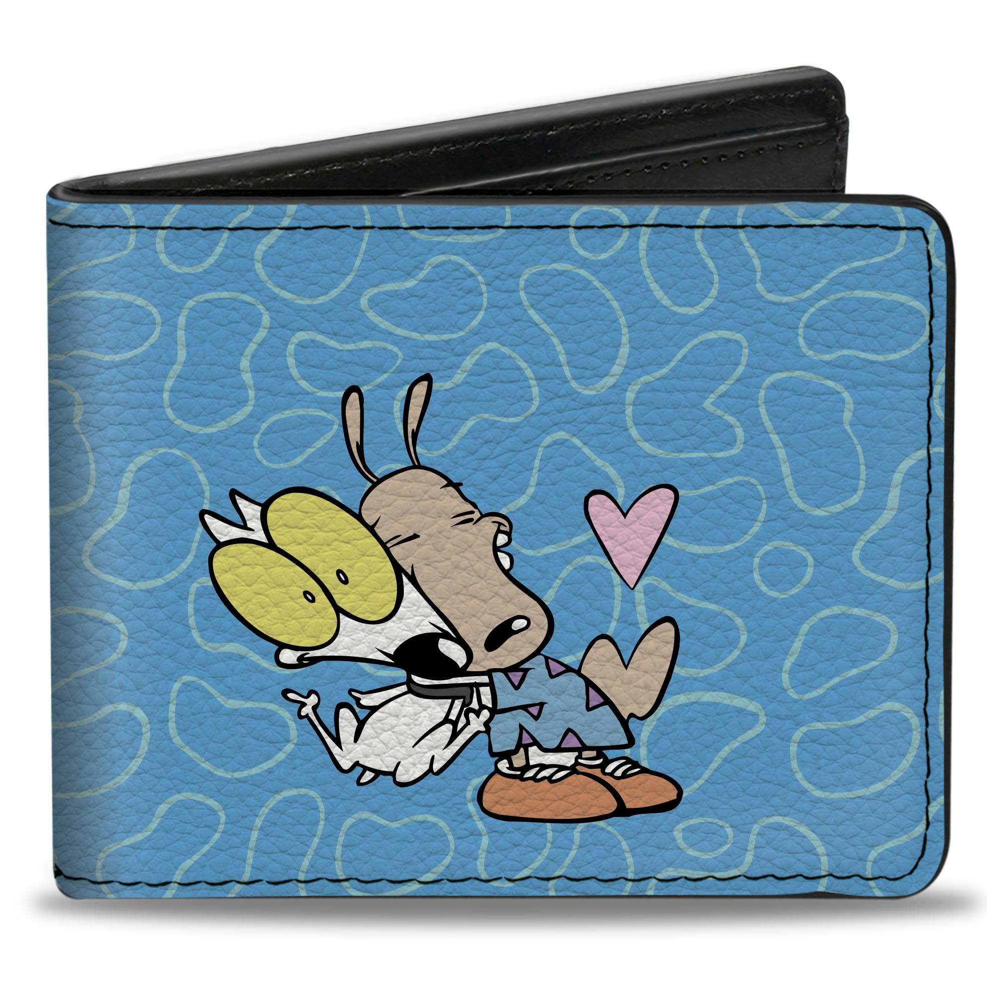 Bi-Fold Wallet - Rocko & Spunky Pose3 + Heffer Pose Blue White Bi-Fold Wallets Ren and Stimpy