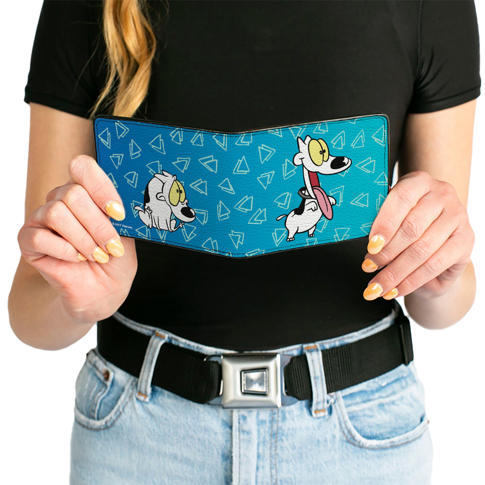 Bi-Fold Wallet - Rocko's Modern Life Spunky 2-Poses Blues White Bi-Fold Wallets Ren and Stimpy
