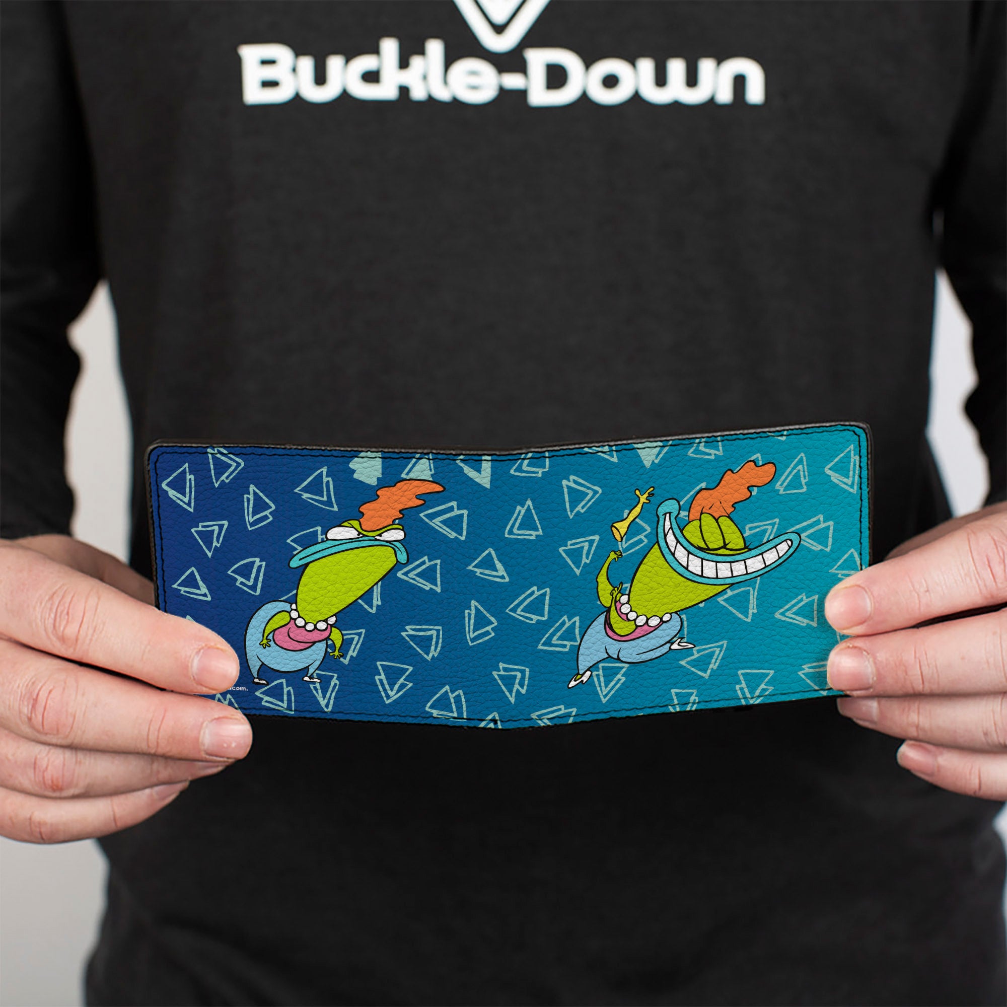 Bi-Fold Wallet - Rocko's Modern Life Bev Bighead 2-Poses Blues White Bi-Fold Wallets Ren and Stimpy