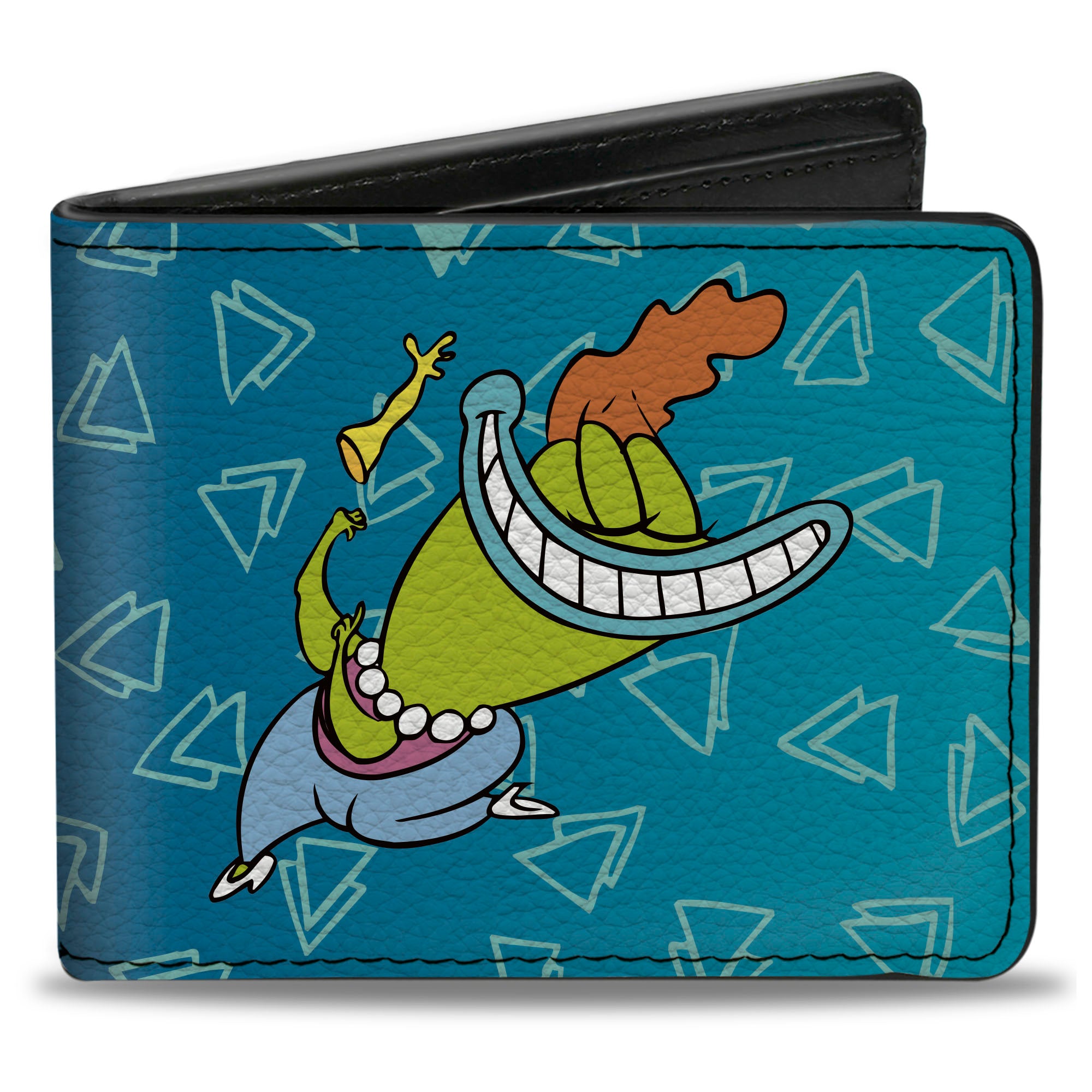 Bi-Fold Wallet - Rocko's Modern Life Bev Bighead 2-Poses Blues White Bi-Fold Wallets Ren and Stimpy