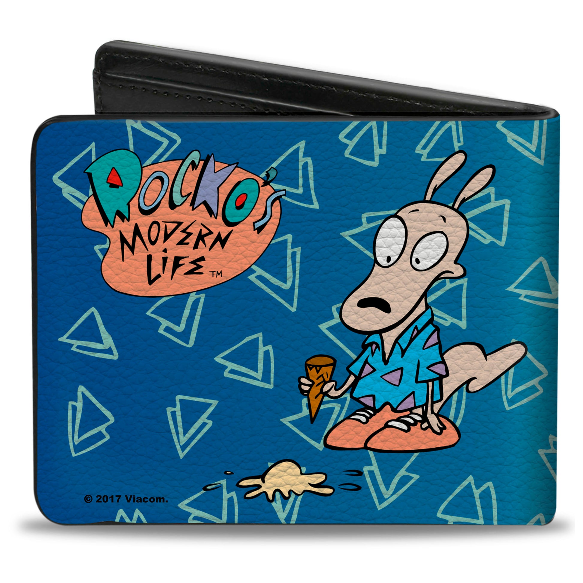 Bi-Fold Wallet - ROCKO'S MODERN LIFE Happy + Sad Poses Blues White Bi-Fold Wallets Ren and Stimpy