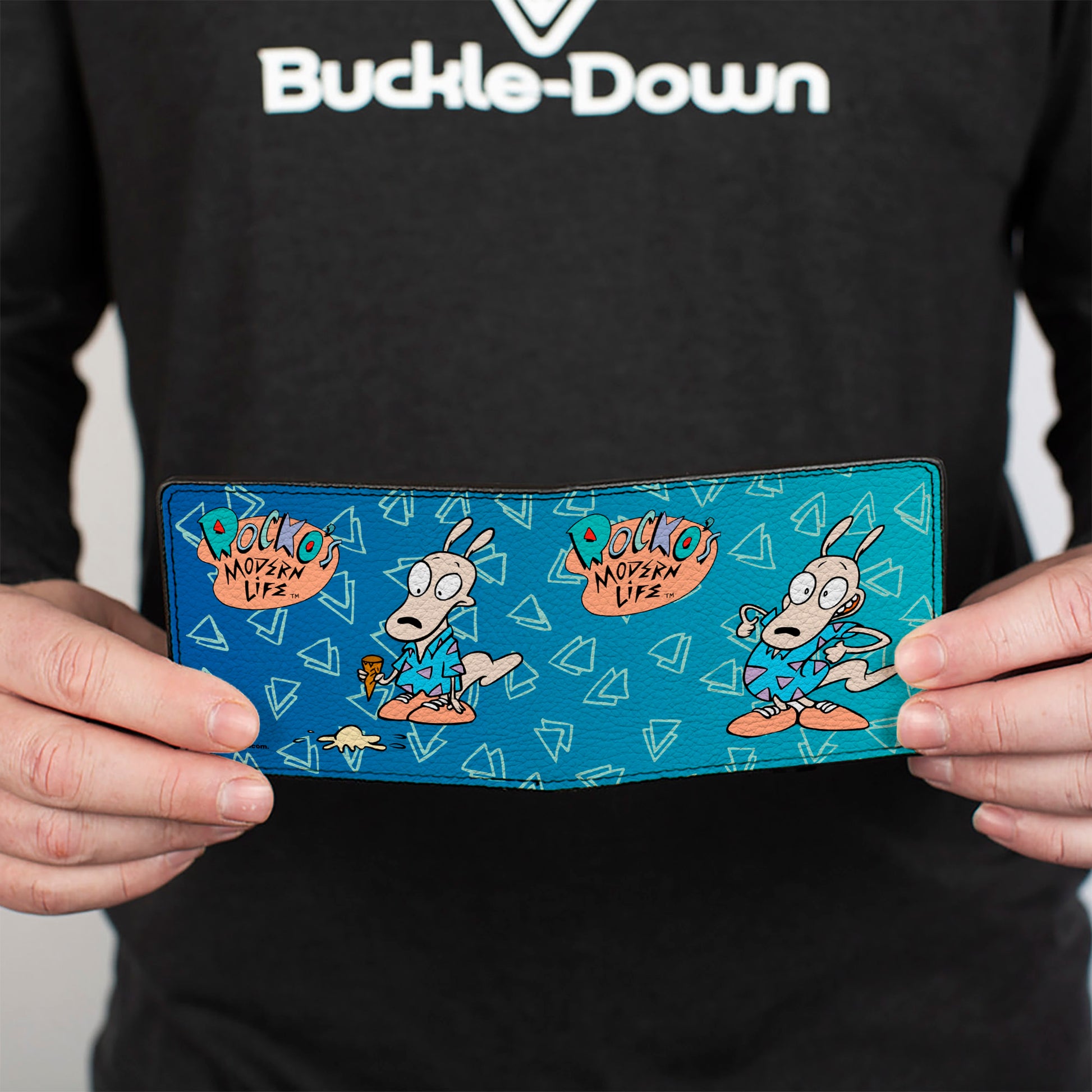 Bi-Fold Wallet - ROCKO'S MODERN LIFE Happy + Sad Poses Blues White Bi-Fold Wallets Ren and Stimpy