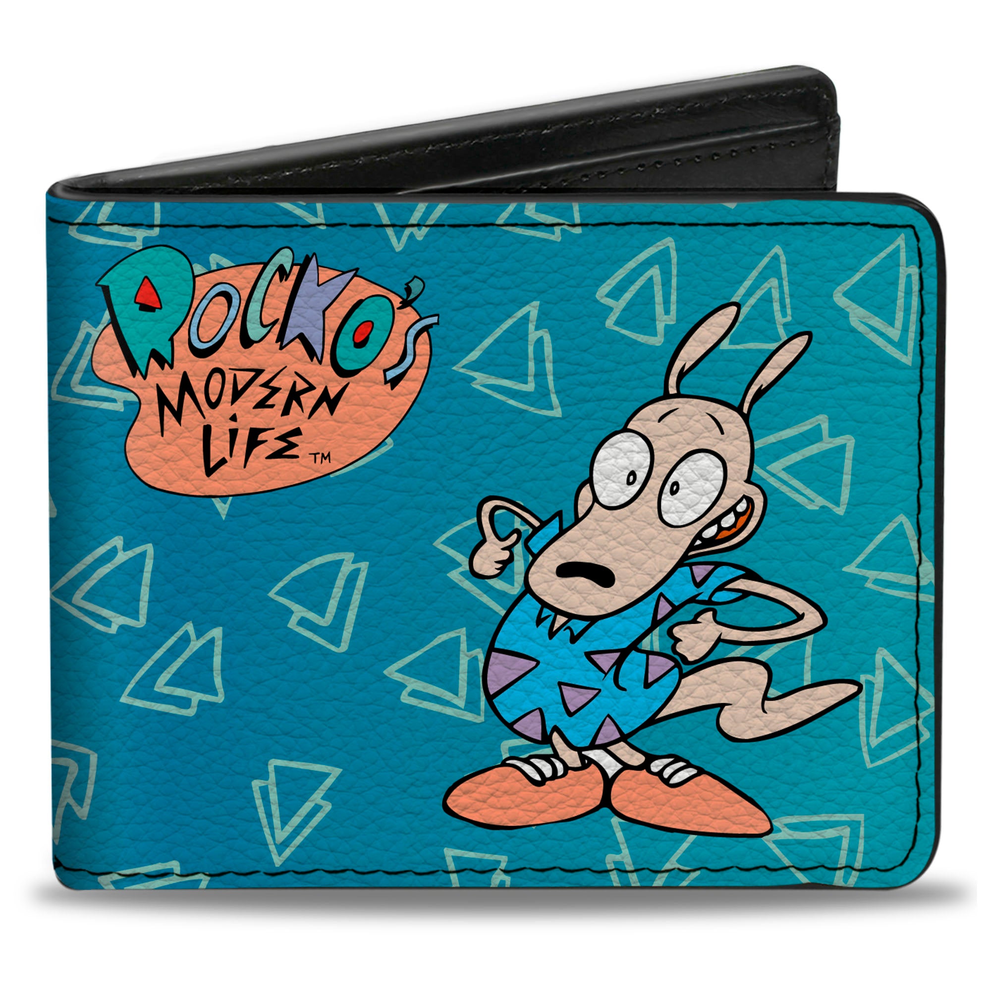 Bi-Fold Wallet - ROCKO'S MODERN LIFE Happy + Sad Poses Blues White Bi-Fold Wallets Ren and Stimpy