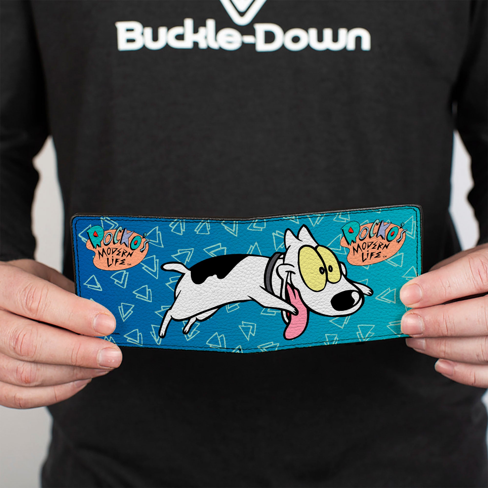 Bi-Fold Wallet - Rocko's Modern Life Spunky Pose Logo Blues White Bi-Fold Wallets Ren and Stimpy