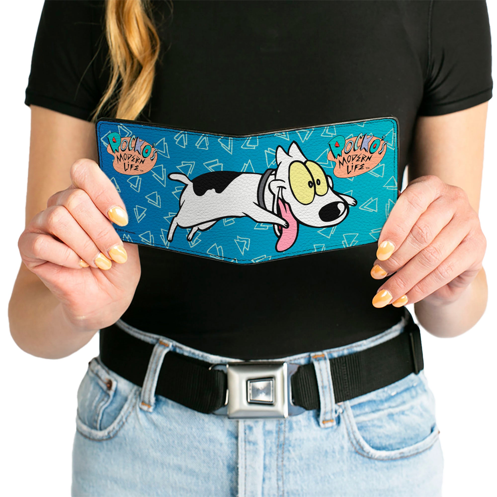 Bi-Fold Wallet - Rocko's Modern Life Spunky Pose Logo Blues White Bi-Fold Wallets Ren and Stimpy
