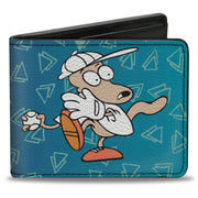 Bi-Fold Wallet - Rocko & Spunky Pose2 + Icon Sketches Logo Turquoise White Bi-Fold Wallets Ren and Stimpy