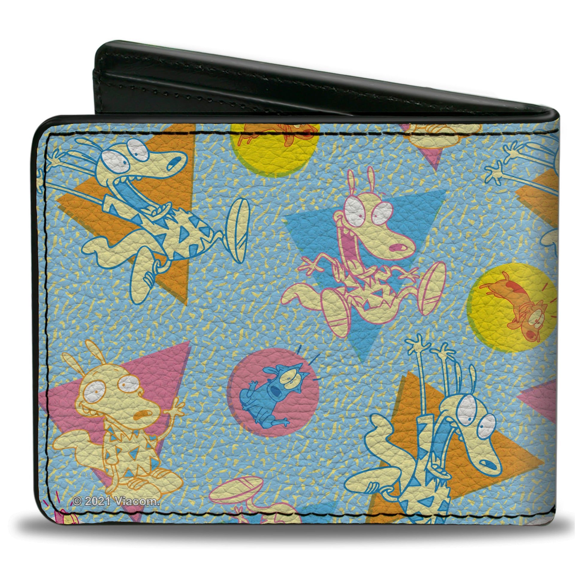 Bi-Fold Wallet - Rocko's Modern Life Rocko & Spunky Scattered Expressions Multi Pastel Bi-Fold Wallets Ren and Stimpy