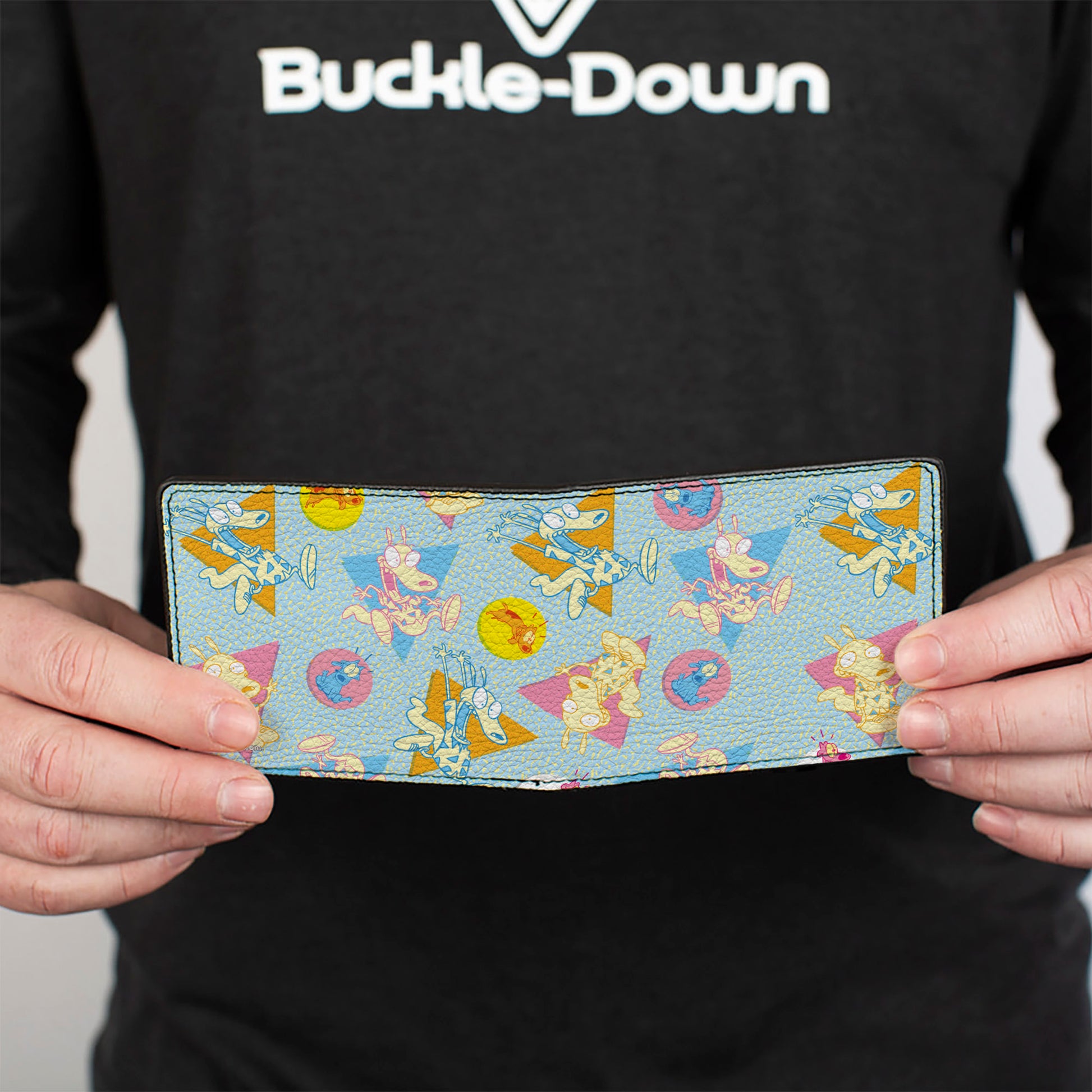 Bi-Fold Wallet - Rocko's Modern Life Rocko & Spunky Scattered Expressions Multi Pastel Bi-Fold Wallets Ren and Stimpy