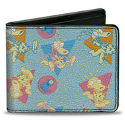 Bi-Fold Wallet - Rocko's Modern Life Rocko & Spunky Scattered Expressions Multi Pastel Bi-Fold Wallets Ren and Stimpy