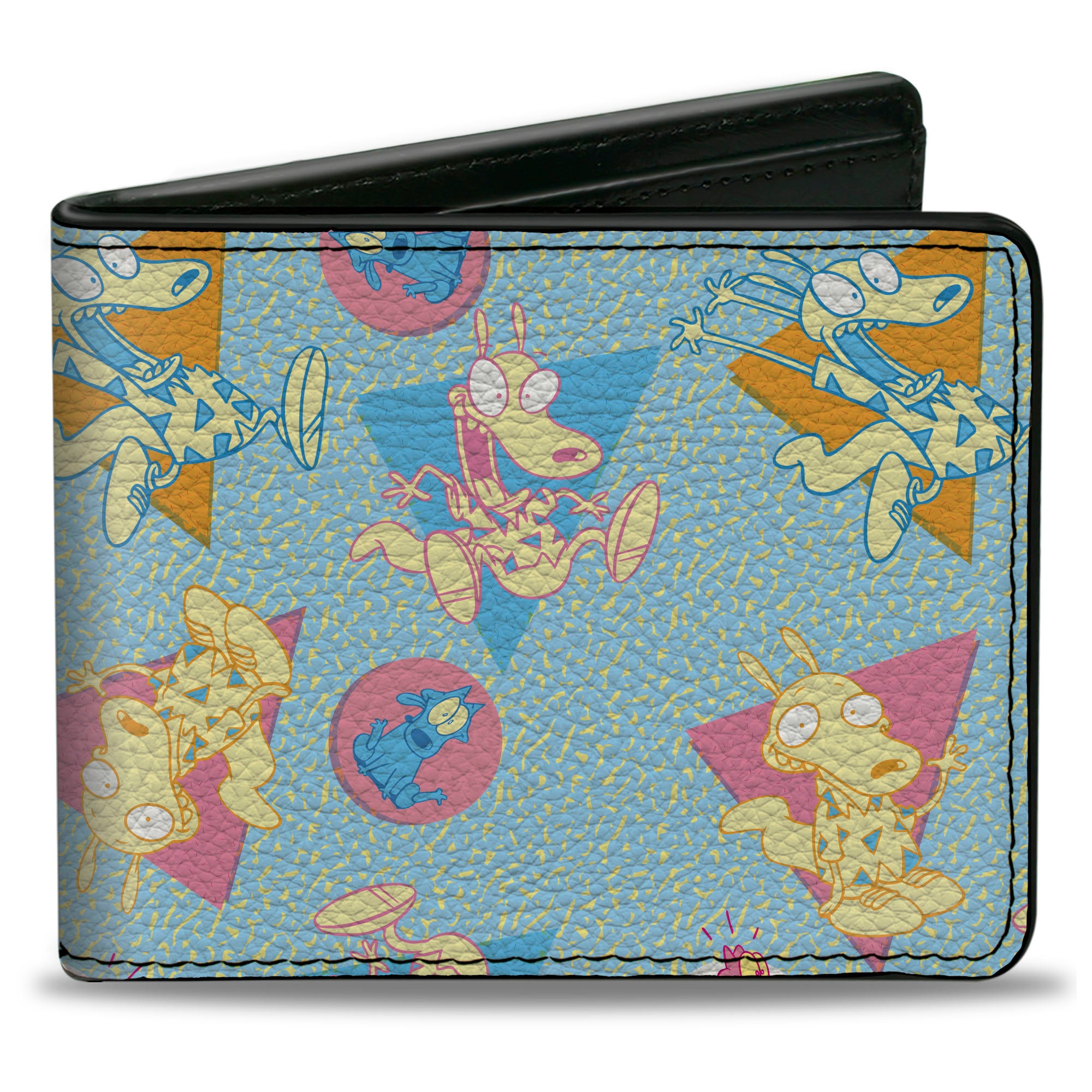 Bi-Fold Wallet - Rocko's Modern Life Rocko & Spunky Scattered Expressions Multi Pastel Bi-Fold Wallets Ren and Stimpy