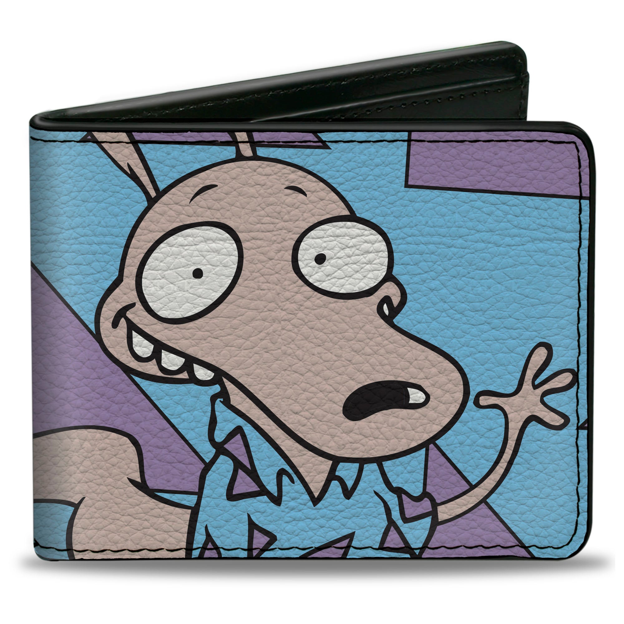 Bi-Fold Wallet - Rocko's Modern Life Rocko Waving Pose Triangles Blue Purple Bi-Fold Wallets Ren and Stimpy