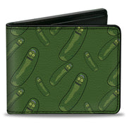 Bi-Fold Wallet - Rick and Morty Pickle Rick Pose Scattered Greens Bi-Fold Wallets Rick and Morty