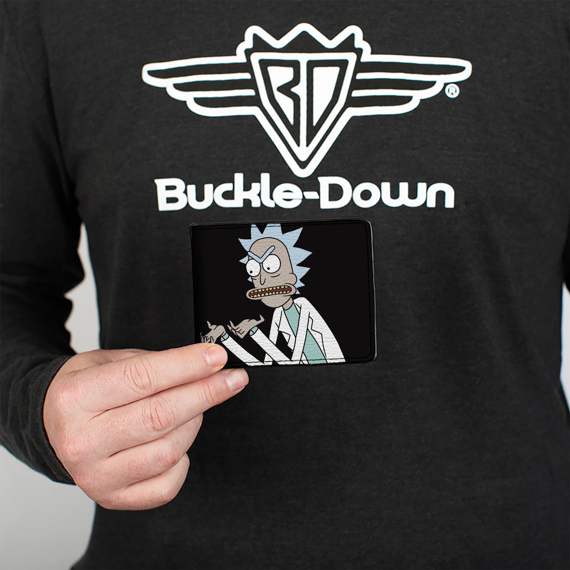 Bi-Fold Wallet - Rick and Morty Pose Blocks Black + Blue Bi-Fold Wallets Rick and Morty