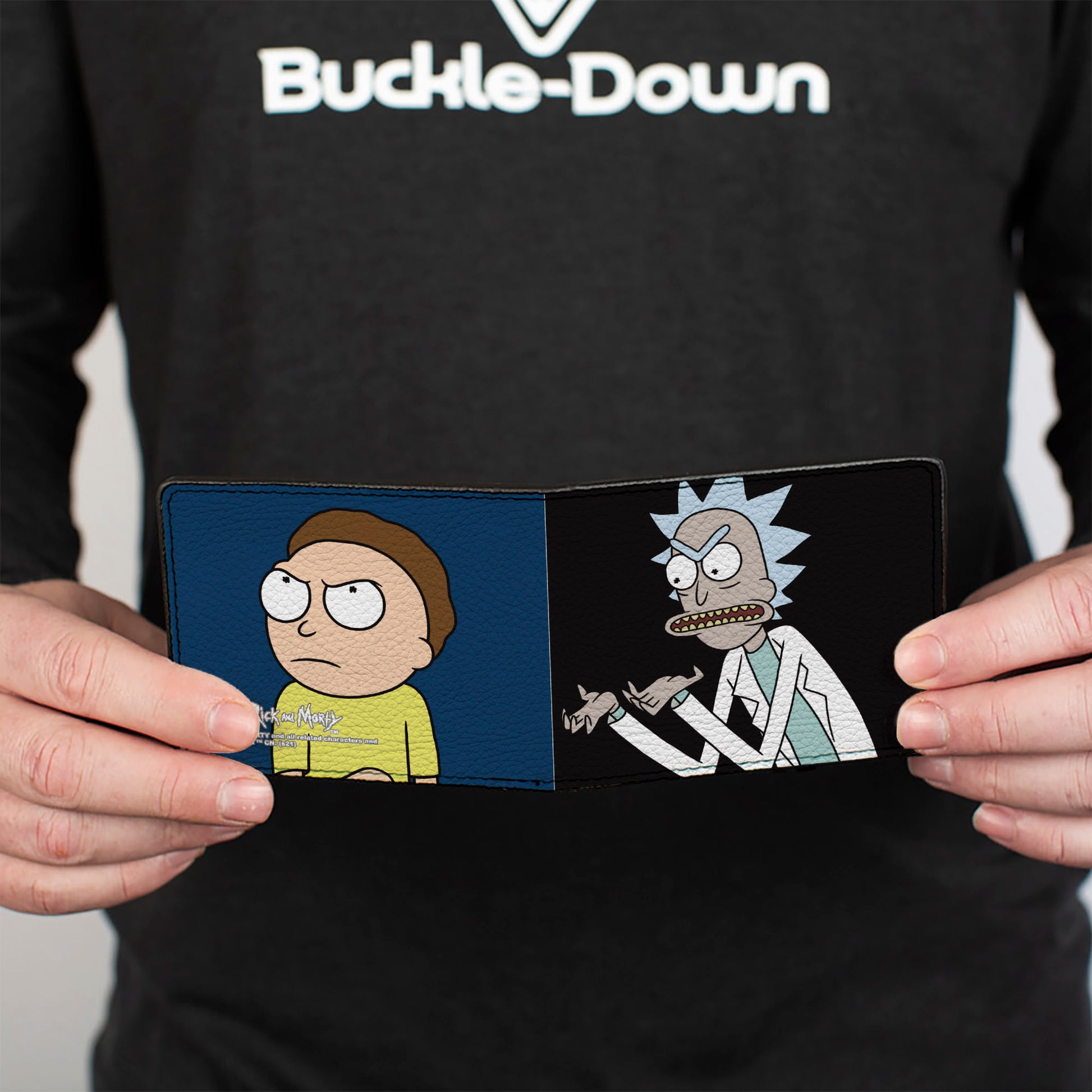 Bi-Fold Wallet - Rick and Morty Pose Blocks Black + Blue Bi-Fold Wallets Rick and Morty
