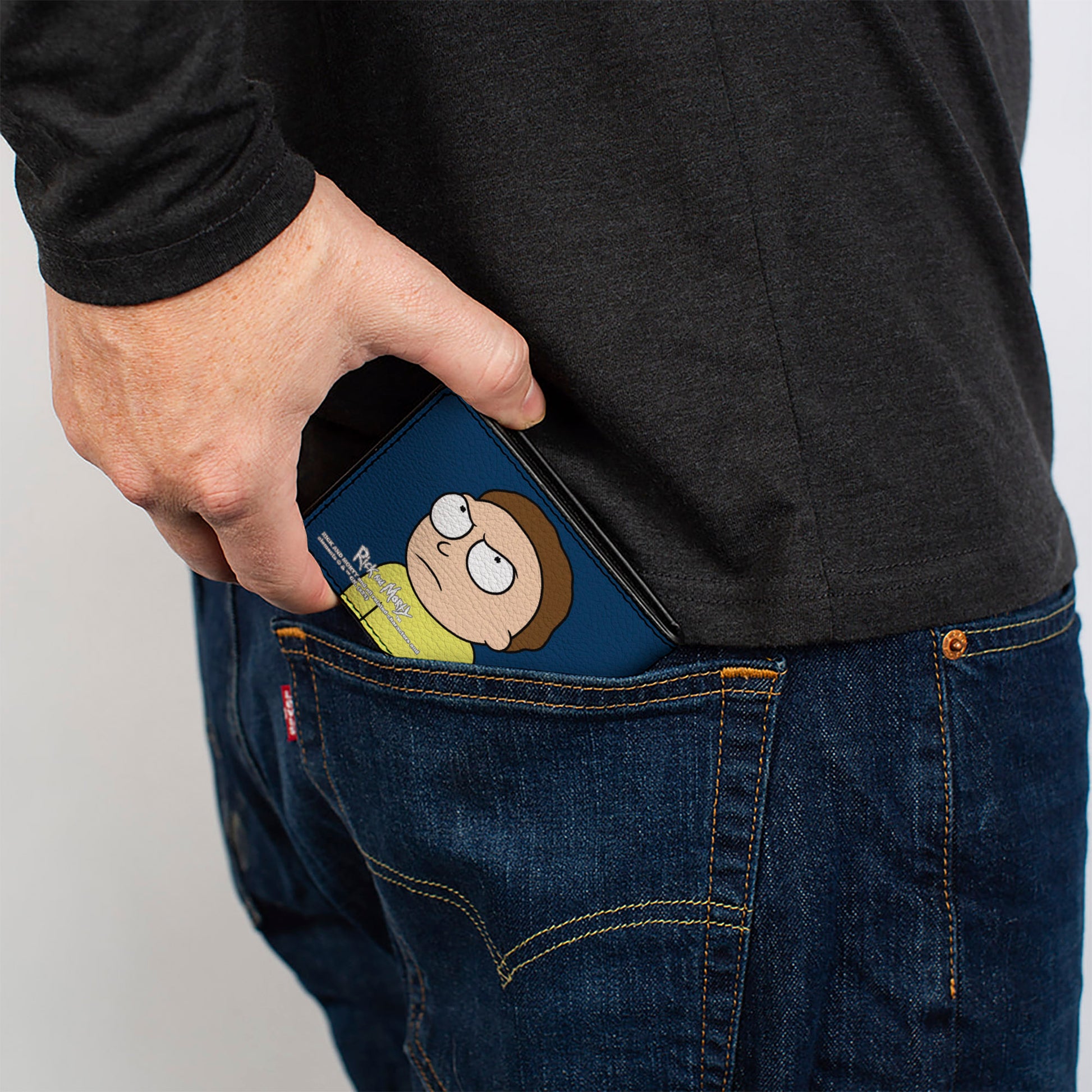 Bi-Fold Wallet - Rick and Morty Pose Blocks Black + Blue Bi-Fold Wallets Rick and Morty