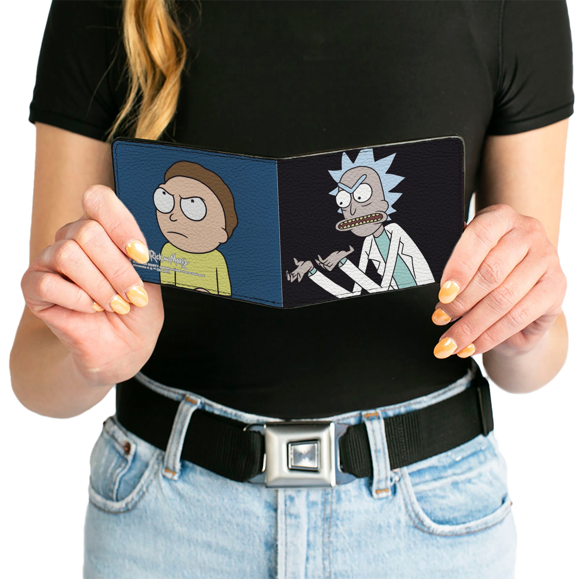Bi-Fold Wallet - Rick and Morty Pose Blocks Black + Blue Bi-Fold Wallets Rick and Morty
