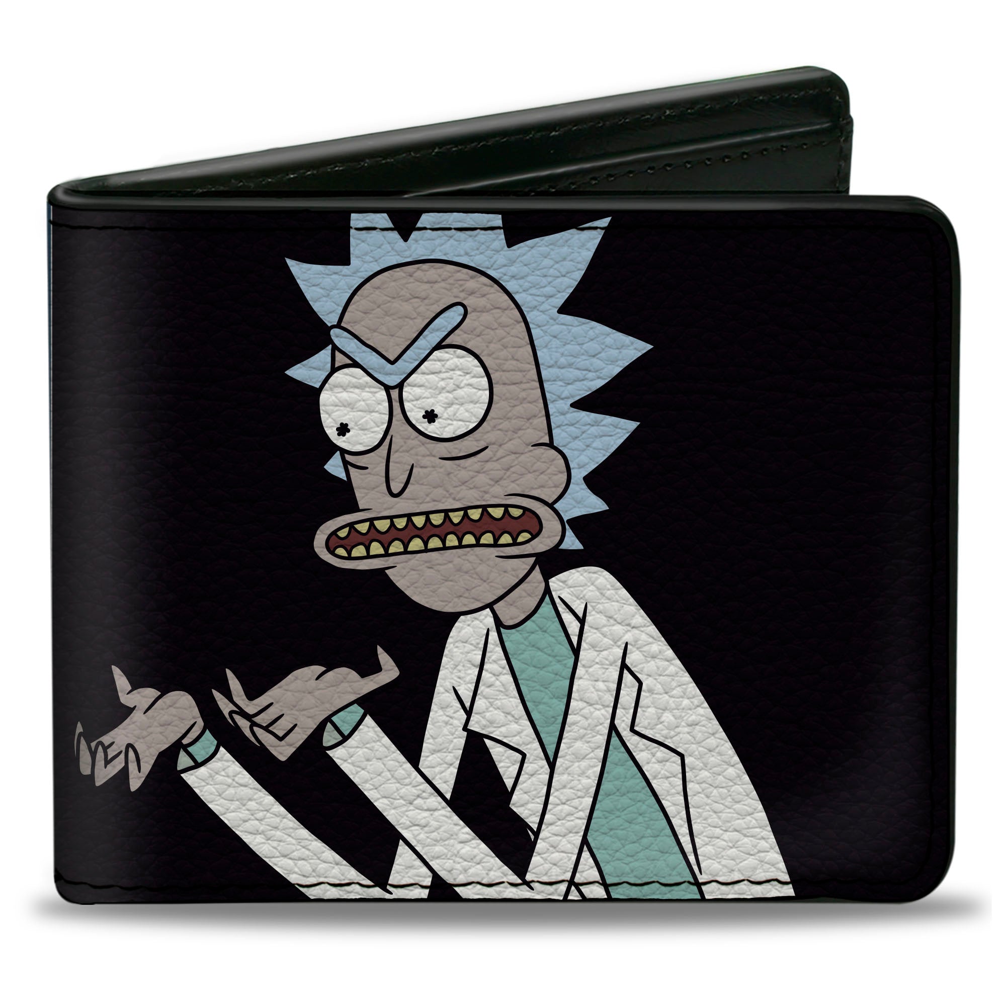 Bi-Fold Wallet - Rick and Morty Pose Blocks Black + Blue Bi-Fold Wallets Rick and Morty