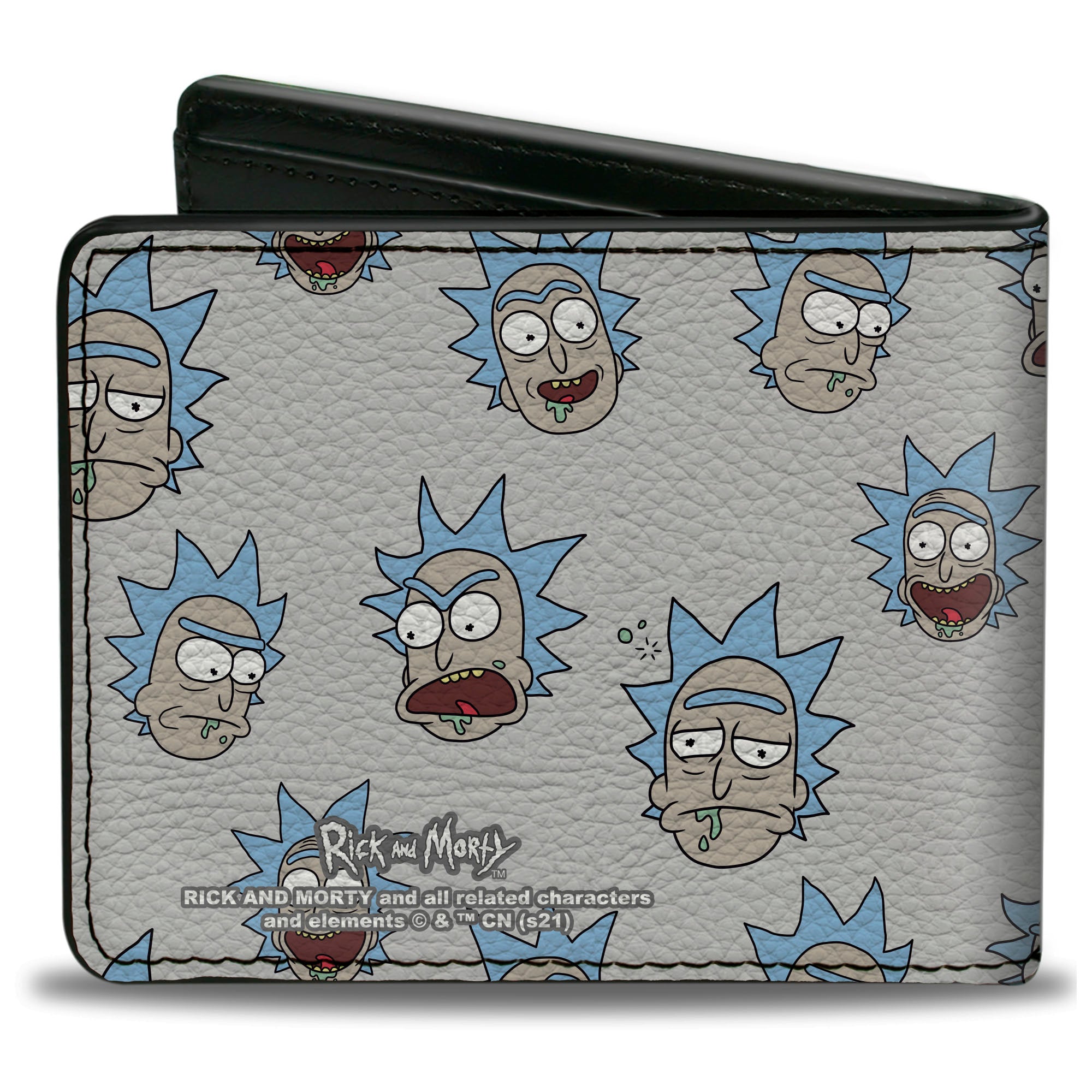 Bi-Fold Wallet - Rick and Morty Rick Expressions Scattered Gray Bi-Fold Wallets Rick and Morty