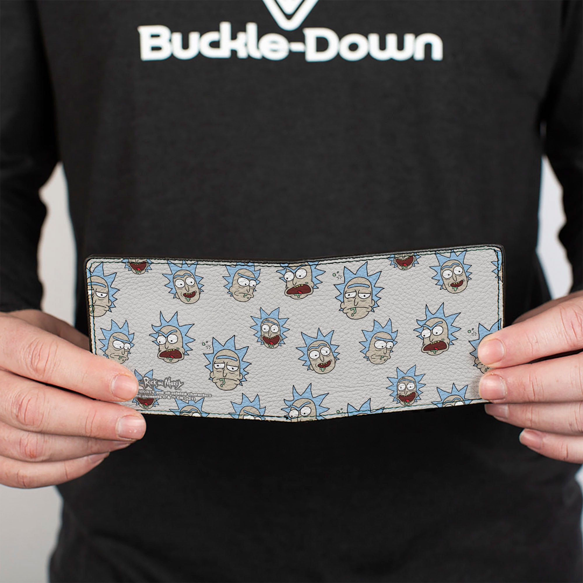 Bi-Fold Wallet - Rick and Morty Rick Expressions Scattered Gray Bi-Fold Wallets Rick and Morty