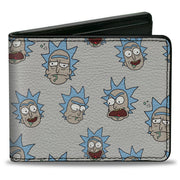 Bi-Fold Wallet - Rick and Morty Rick Expressions Scattered Gray Bi-Fold Wallets Rick and Morty