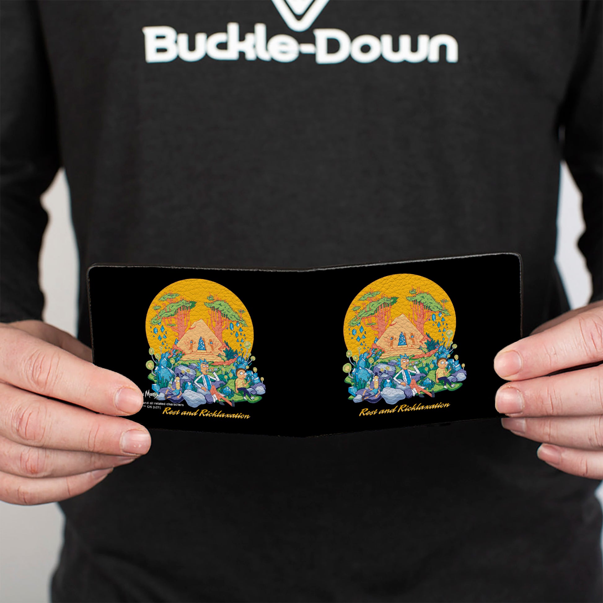 Bi-Fold Wallet - Rick and Morty REST AND RICKLAXATION Group Pose Black Bi-Fold Wallets Rick and Morty