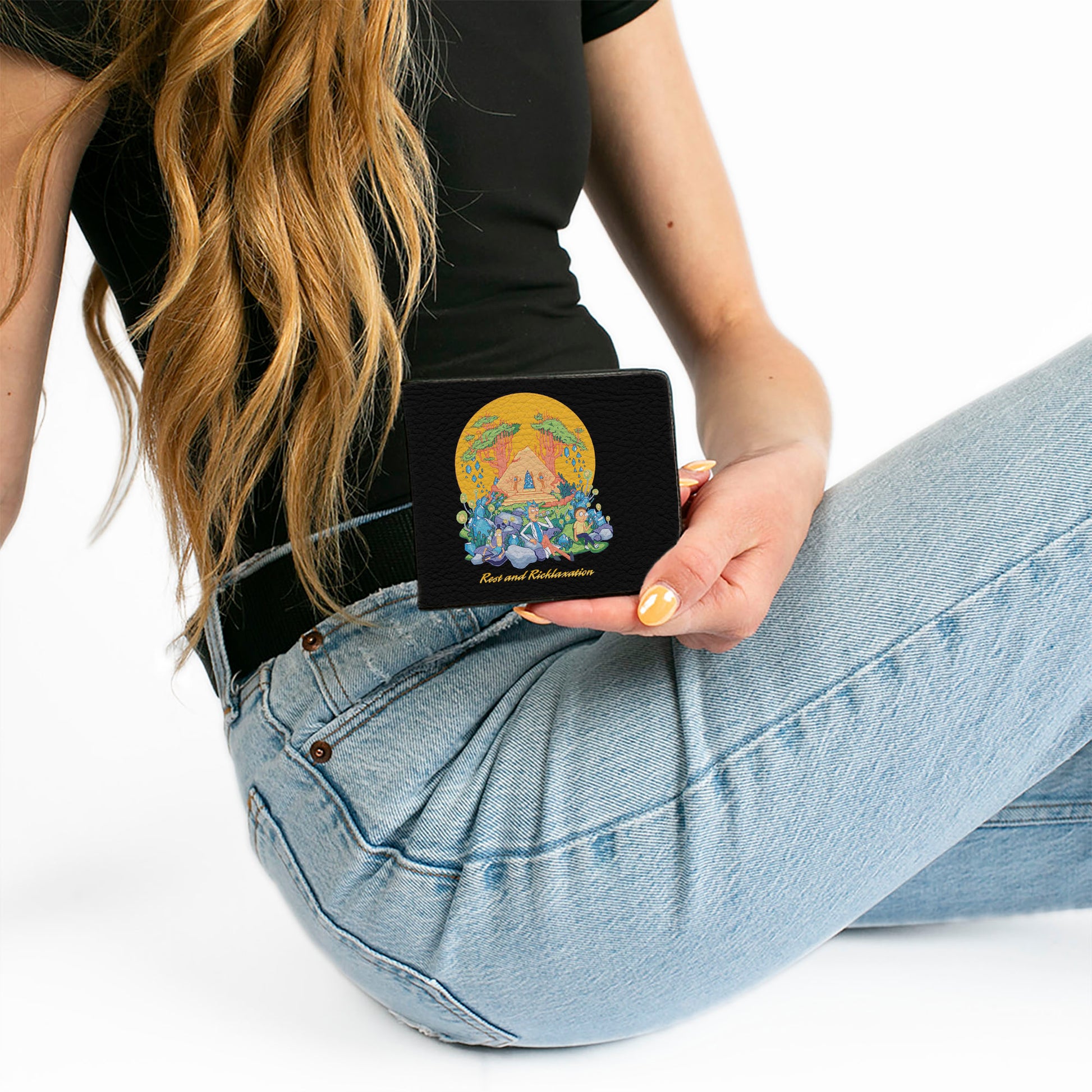 Bi-Fold Wallet - Rick and Morty REST AND RICKLAXATION Group Pose Black Bi-Fold Wallets Rick and Morty