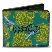 Bi-Fold Wallet - RICK AND MORTY Portal Gun and Portal Scattered Blue Bi-Fold Wallets Rick and Morty