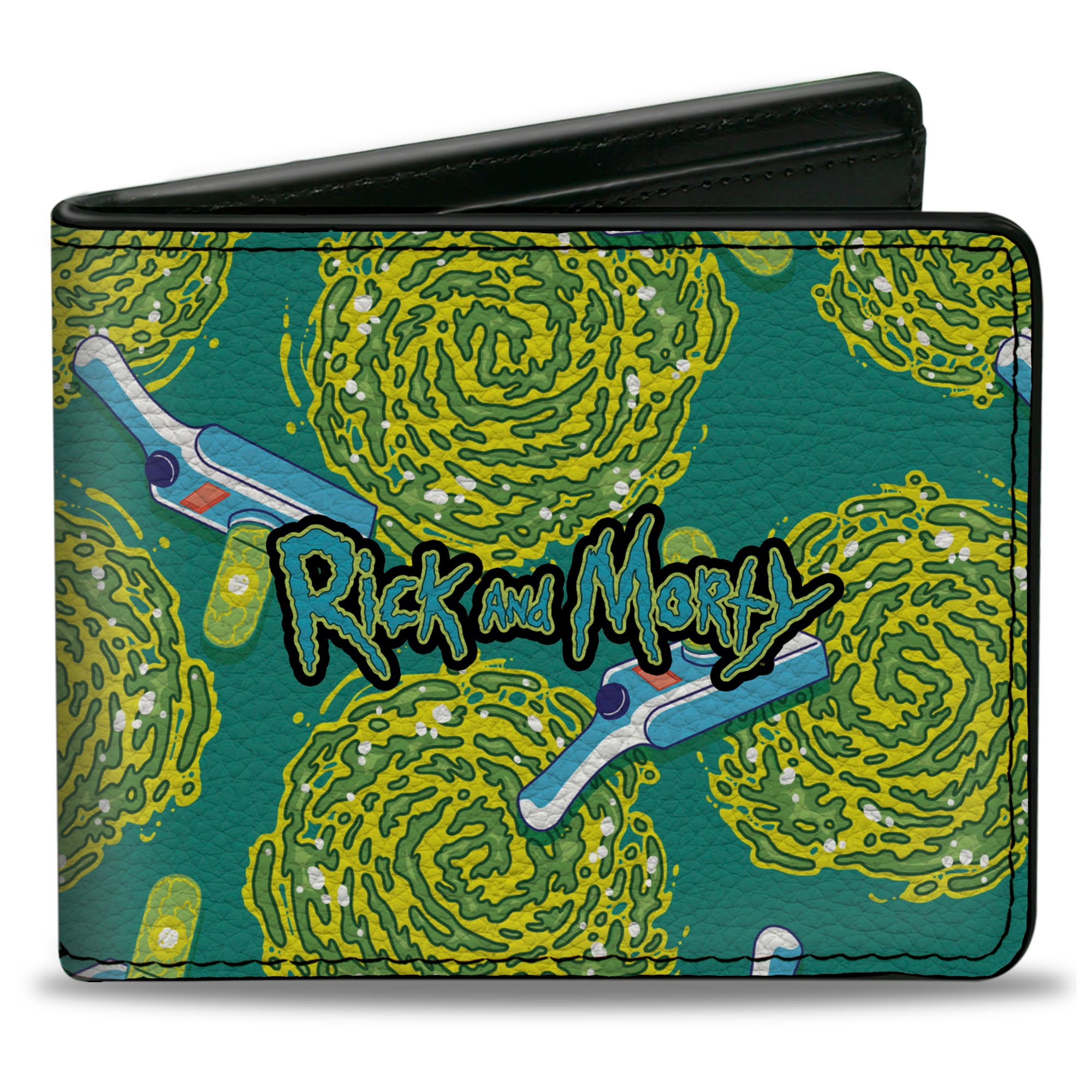 Bi-Fold Wallet - RICK AND MORTY Portal Gun and Portal Scattered Blue Bi-Fold Wallets Rick and Morty